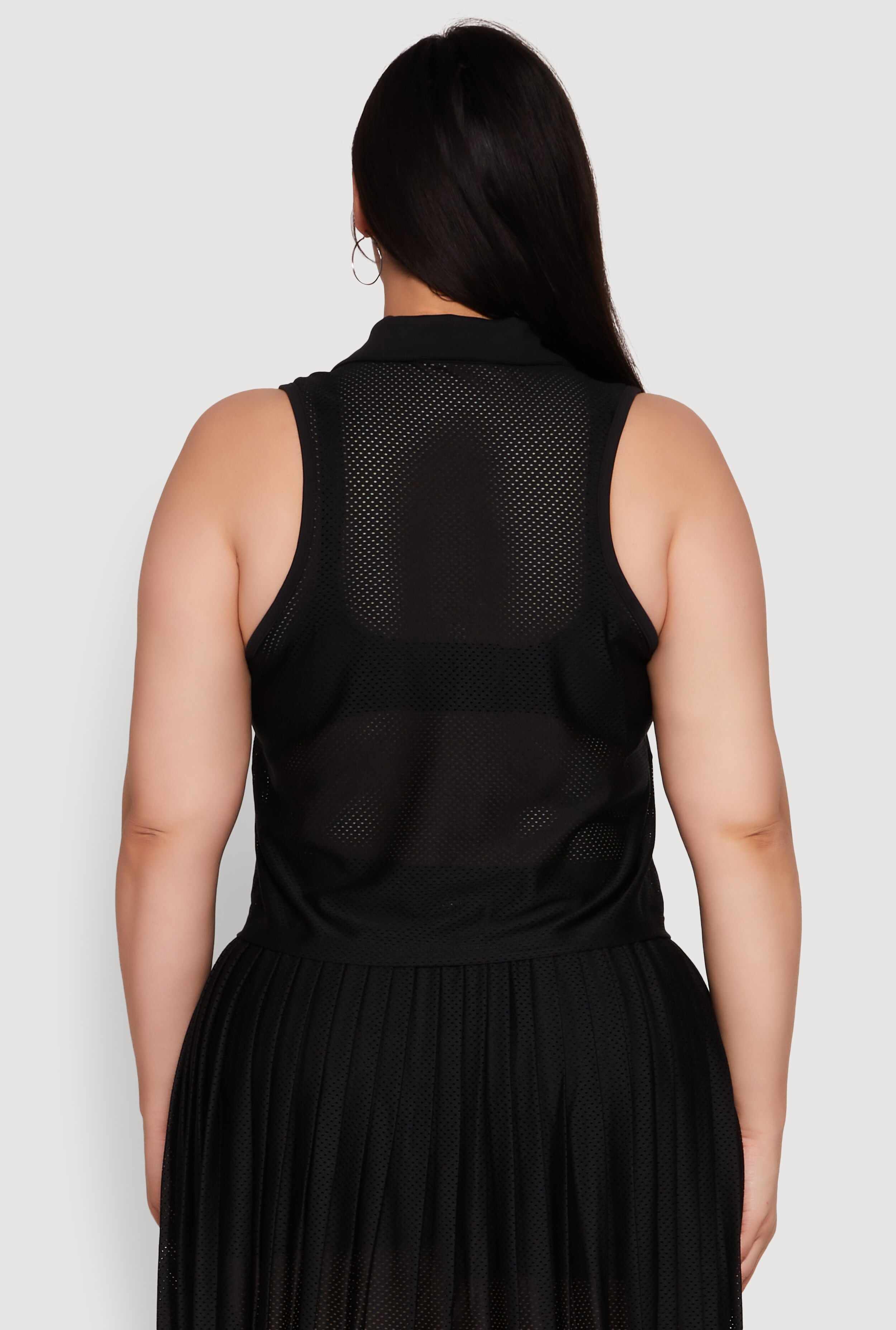 Plus Size Active Racerback Jersey Mesh Back Polo Shirt