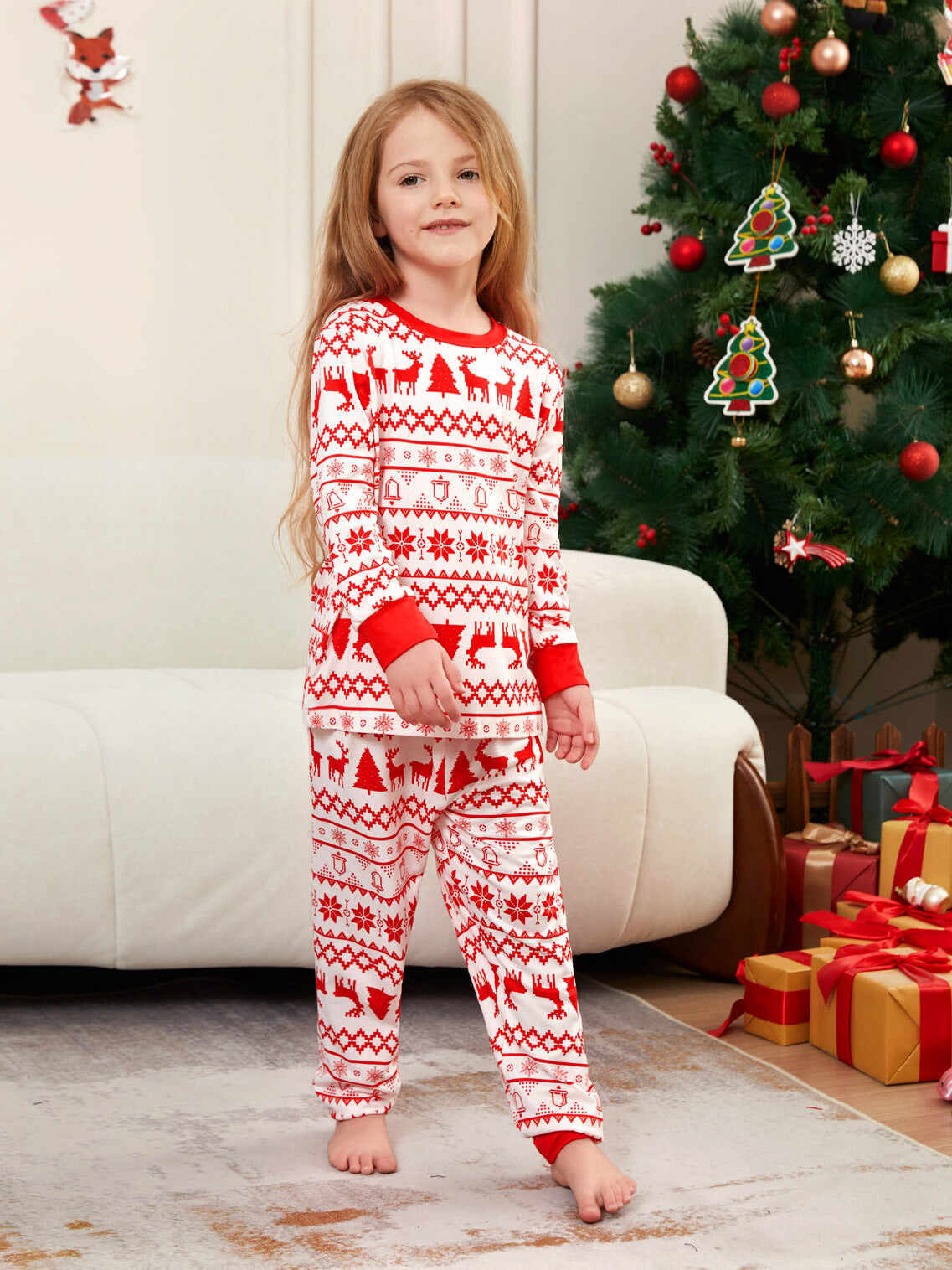 Moose Cartoon Printed Family Matching Christmas Pajamas Sets