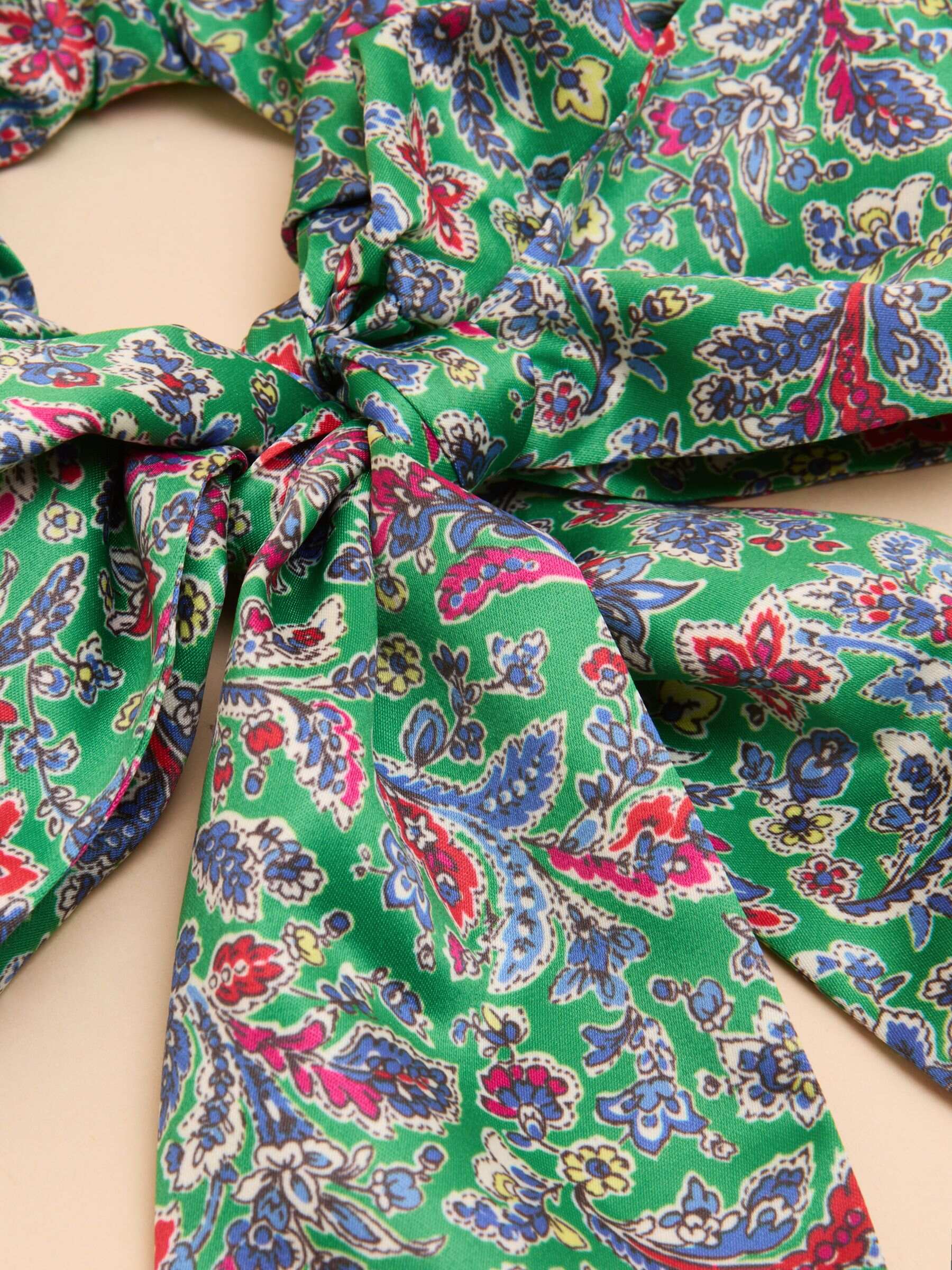 Elissia Green/Pink Scarf Scrunchie