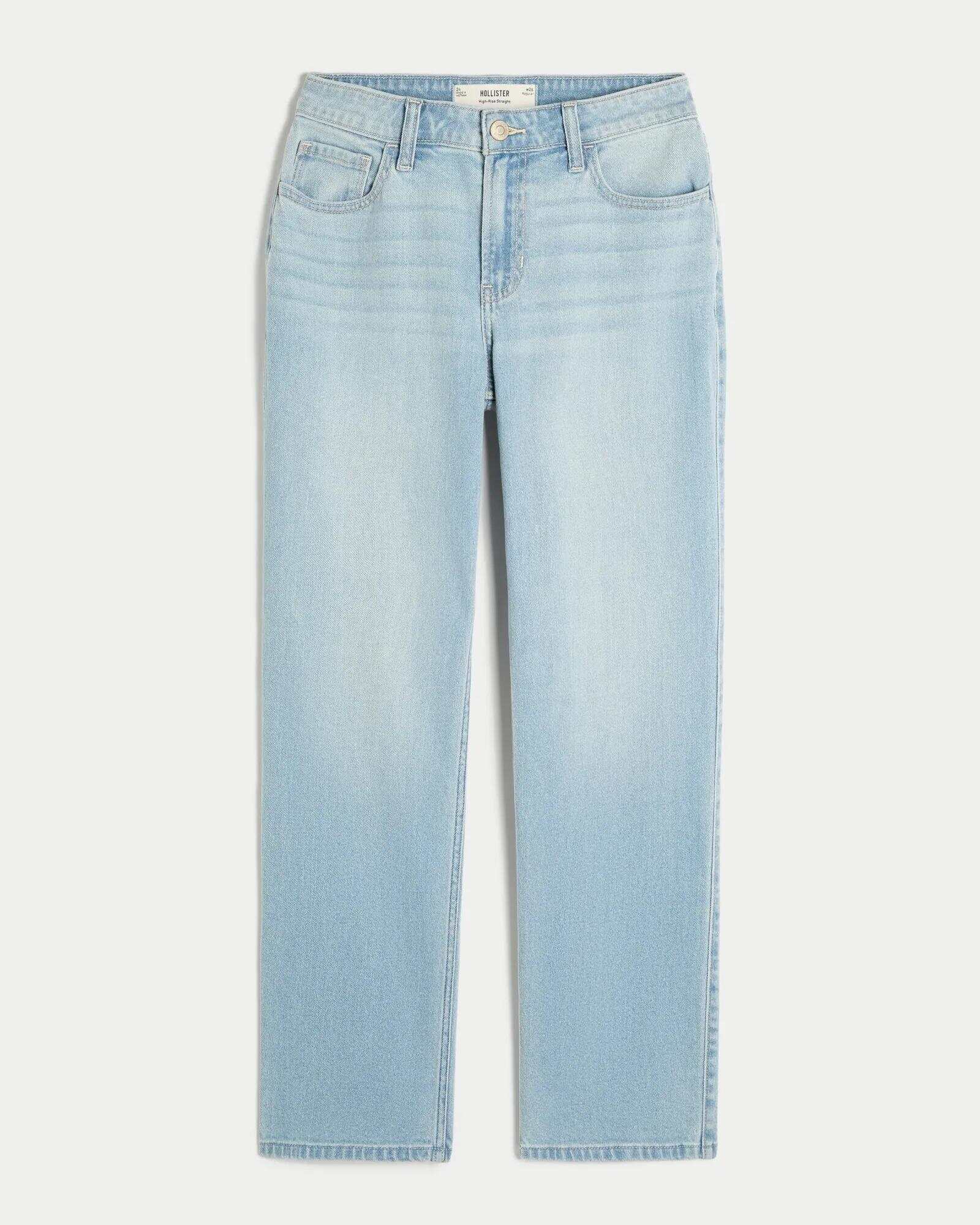High-Rise Washed Black Straight Jeans