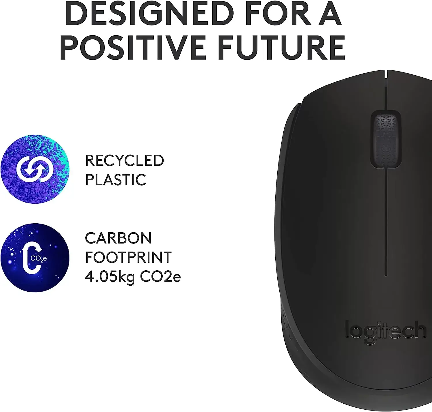 Logitech M170 Wireless Mouse for PC, Mac, Laptop, 2.4 GHz with USB Mini Receiver, Optical Tracking, 12-Months Battery Life, Ambidextrous - Blue Grey