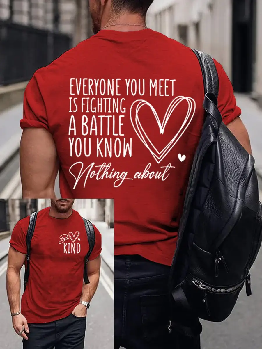 Men's Be Kind Art Print Casual T-Shirt