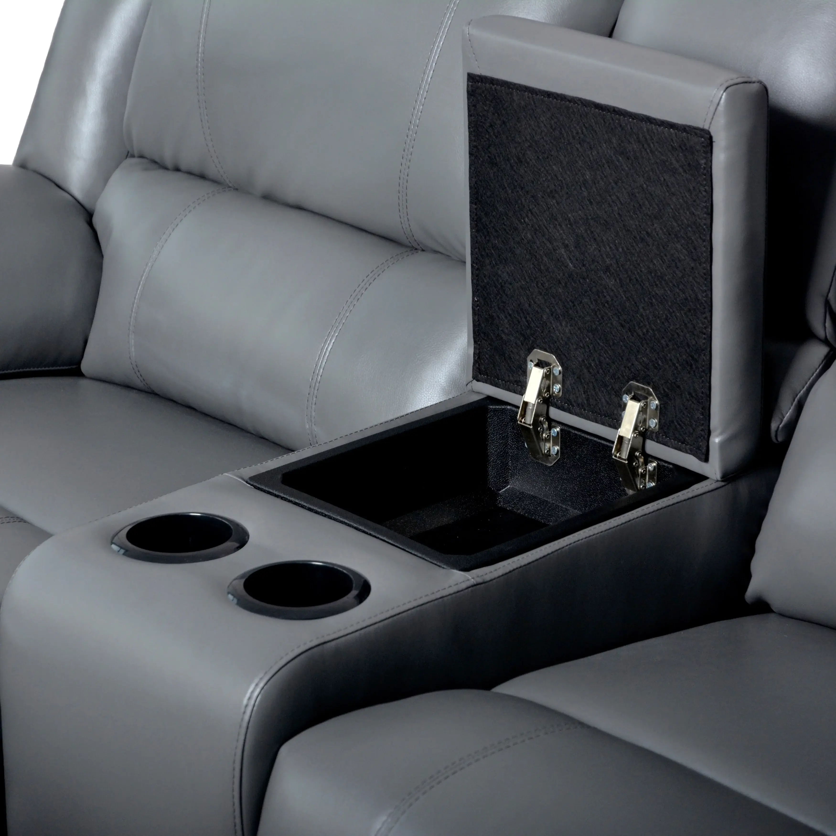2-Piece Classic Faux Leather Manual Reclining Living Room Sofa Set with Console and Cup Holders