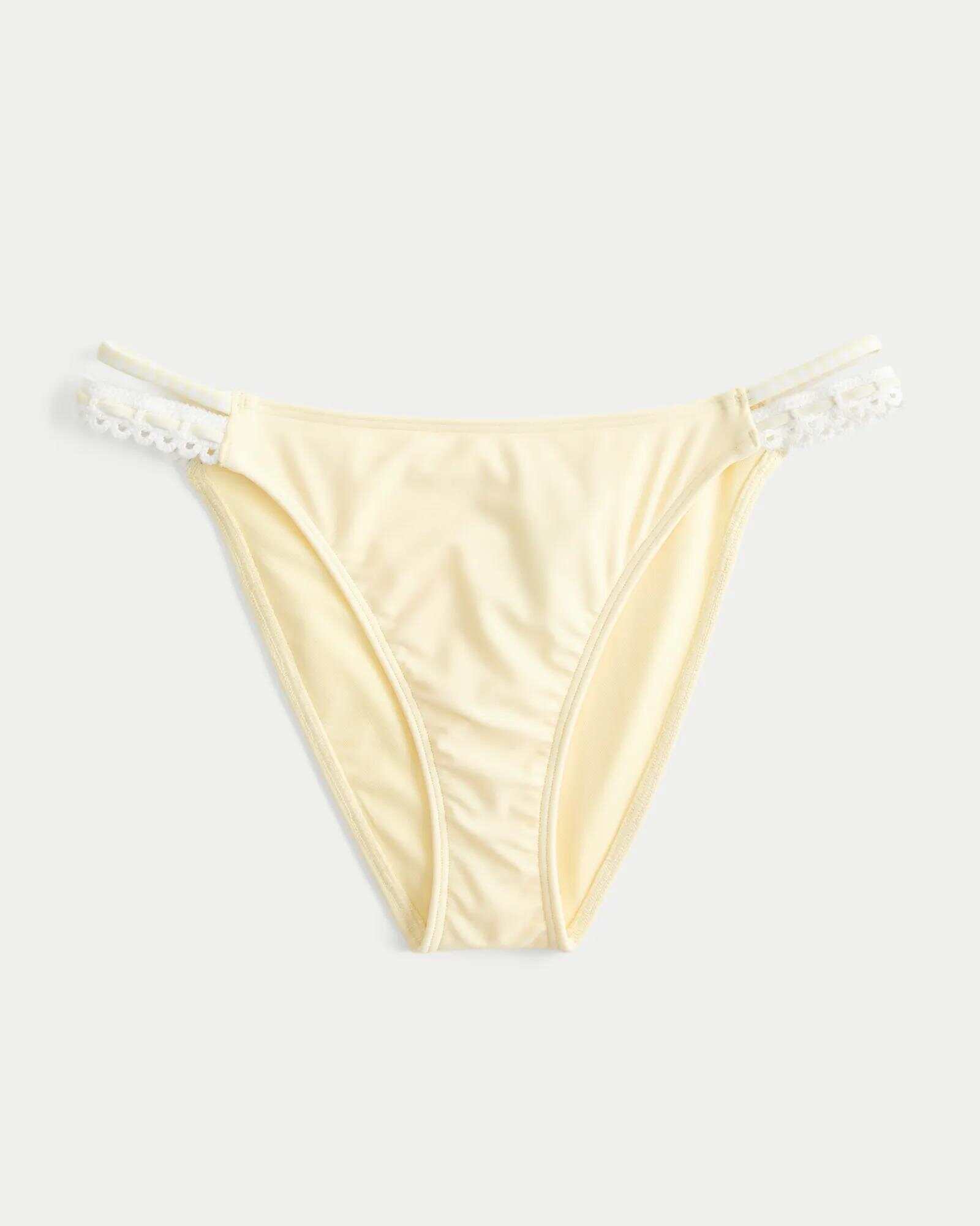 Crochet-Style Trim Double-Strap Cheeky Bikini Bottom