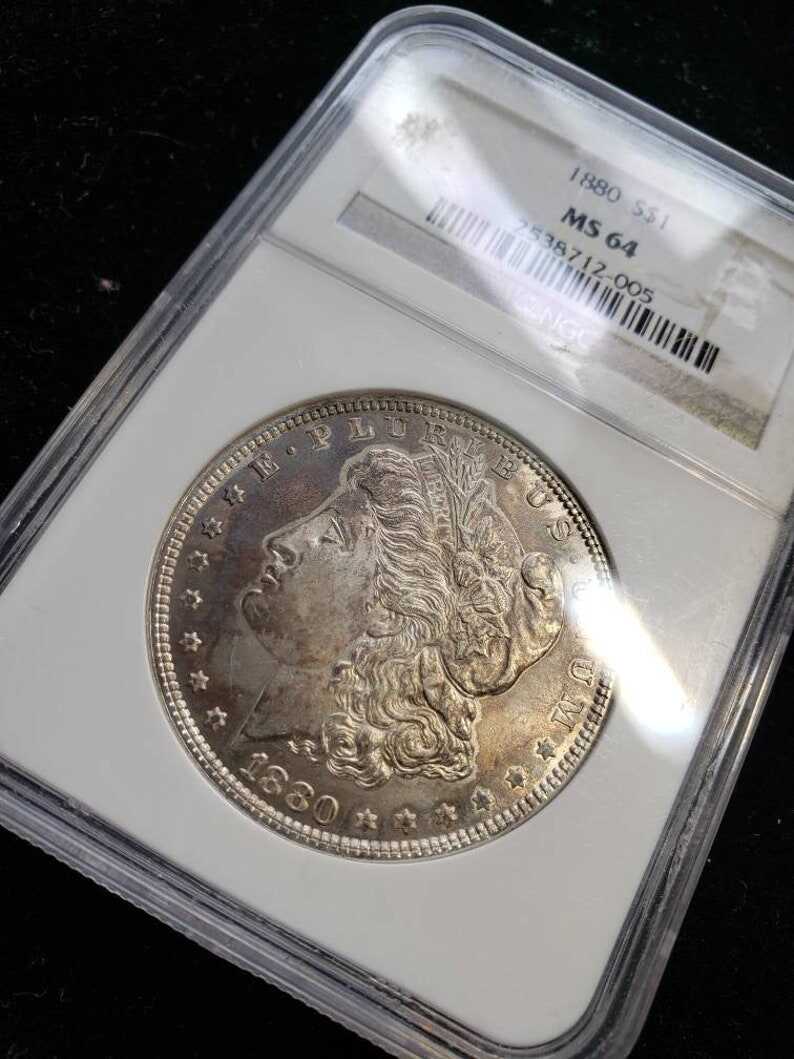 1880-P Morgan Silver Dollar  NGC  Graded MS 64 Nice Colored toning on obverse-    Lot# 1460