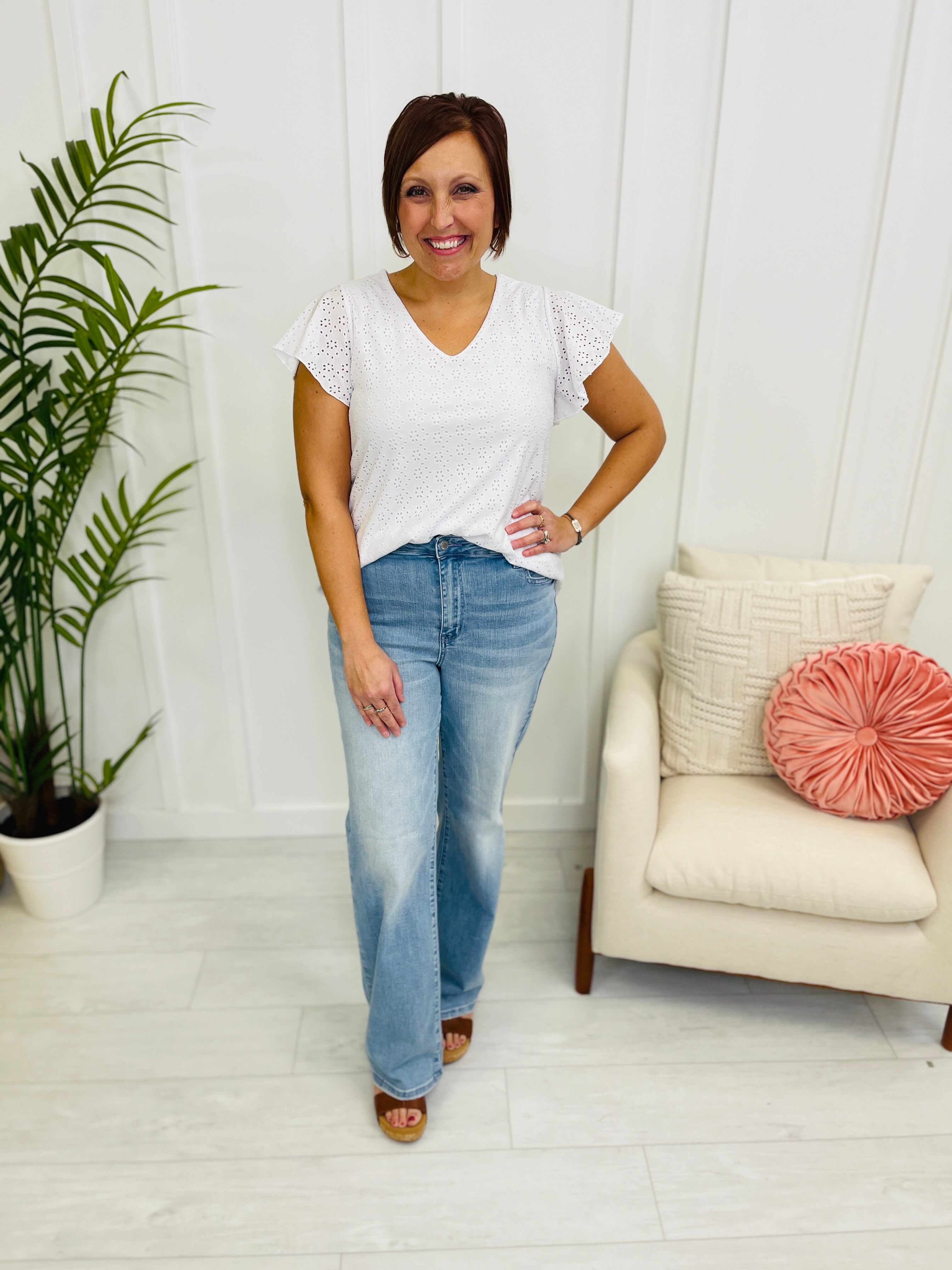 RESTOCK!  REG/CURVY Out of Pocket Love Lavender Stitching Wide Leg Jeans