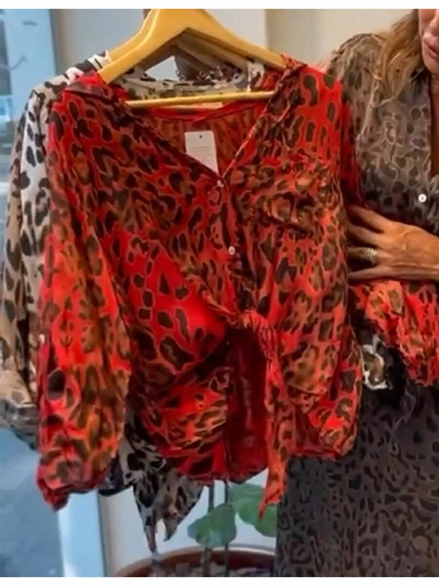 🔥Summer Arrivals🌟Casual Leopard Print Linen And Cotton Shirt