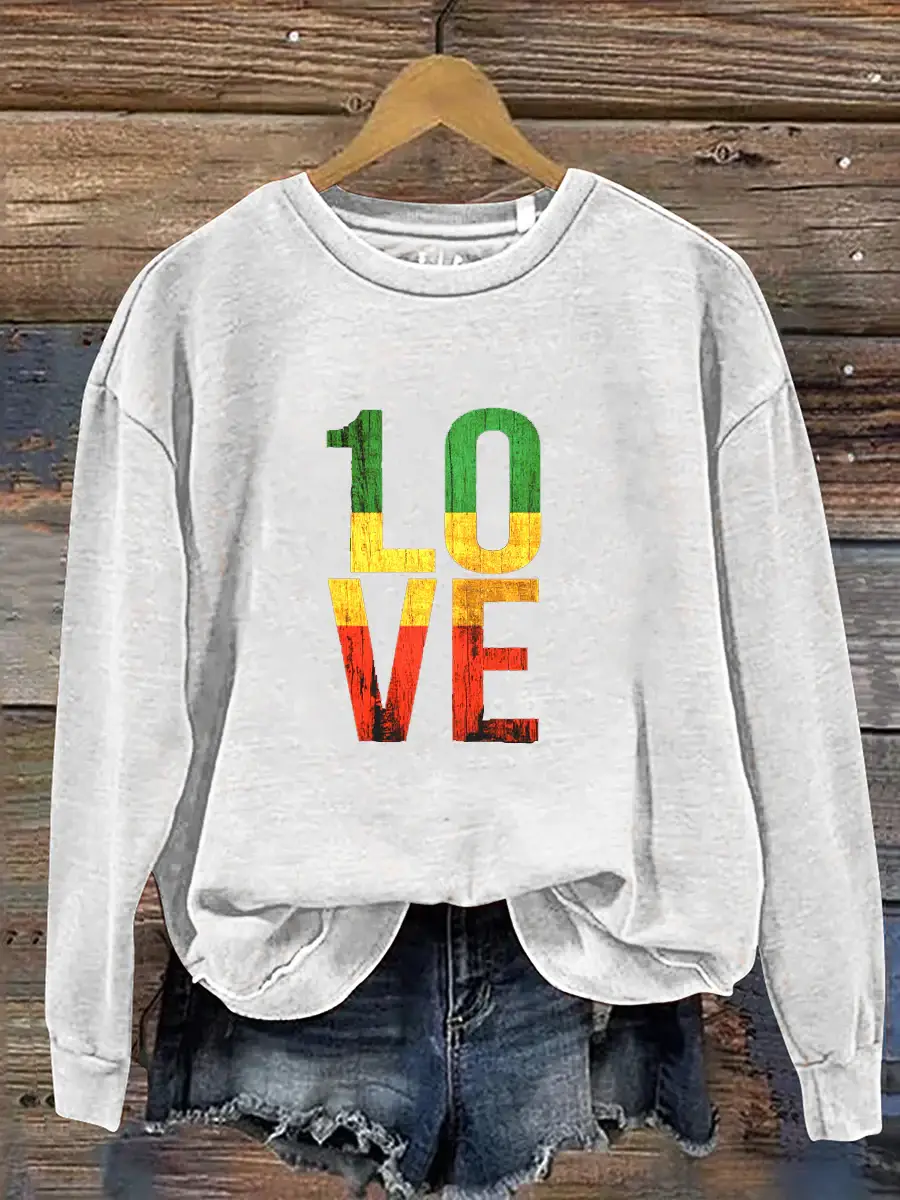 One Love Retro Reggae  Casual  Sweatshirt
