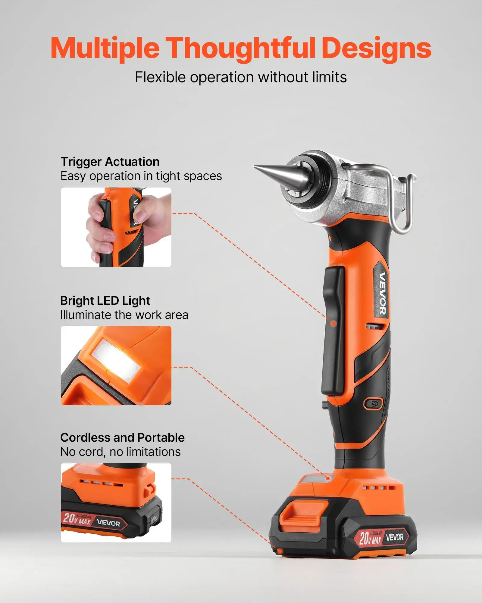 Cordless Tube Expander, 20V Max Electric Tubing Expansion Tool for 1/2
