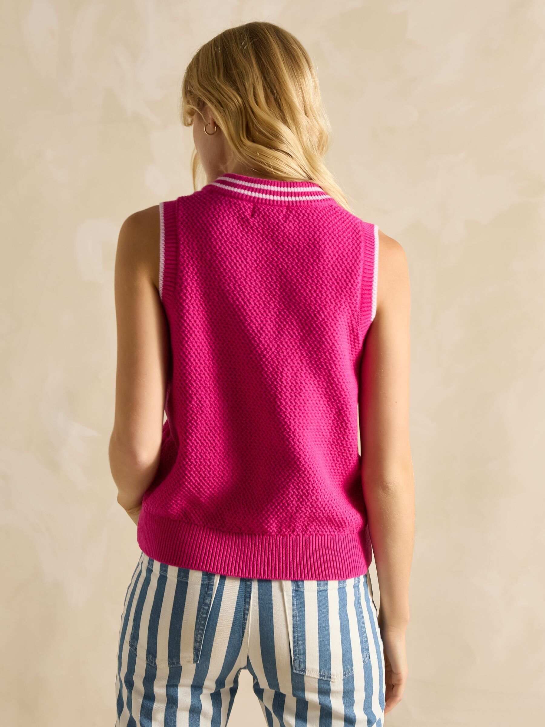 Deuce Pink Cable Knitted Cotton Vest