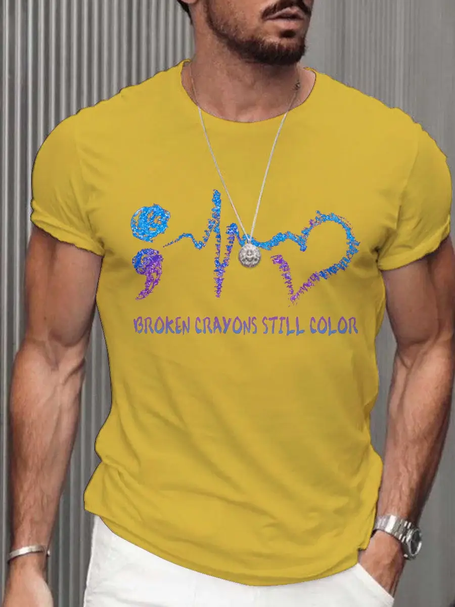 Men's Broken Crayons Still Color Mental Health Matters Awareness T-shirt