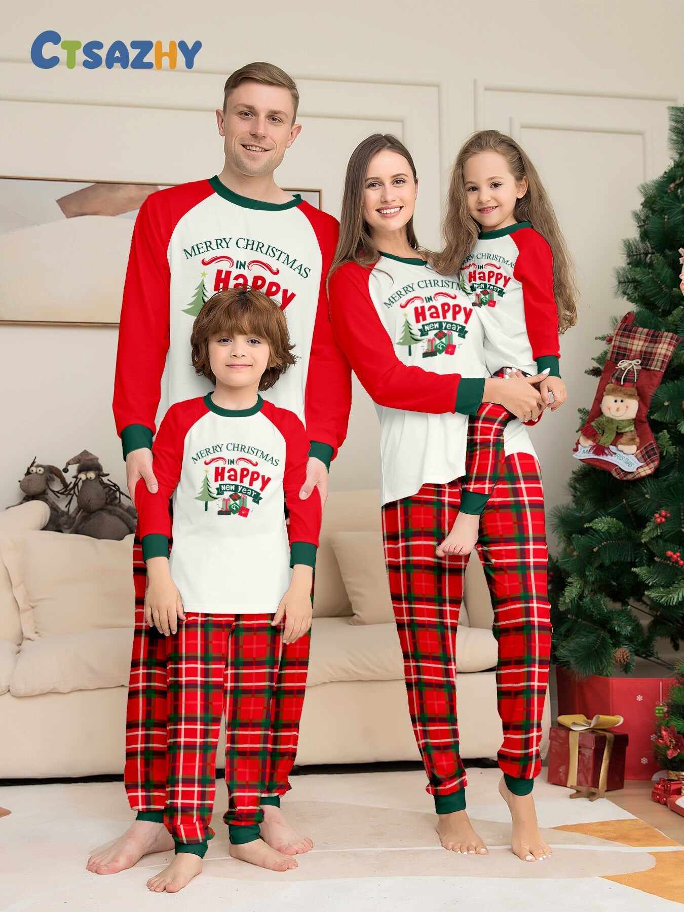Christmas Tree Printed Family Matching Christmas Pajamas Sets