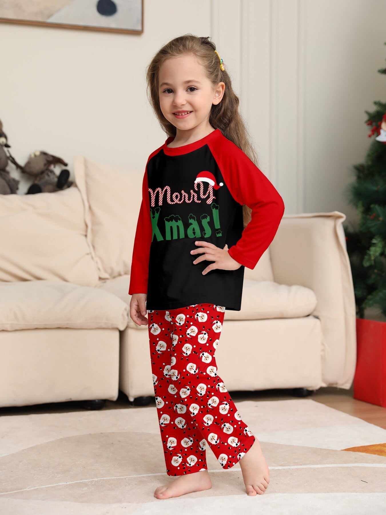 ��Merry Xmas�� Santa Claus Print Family Pajama Set