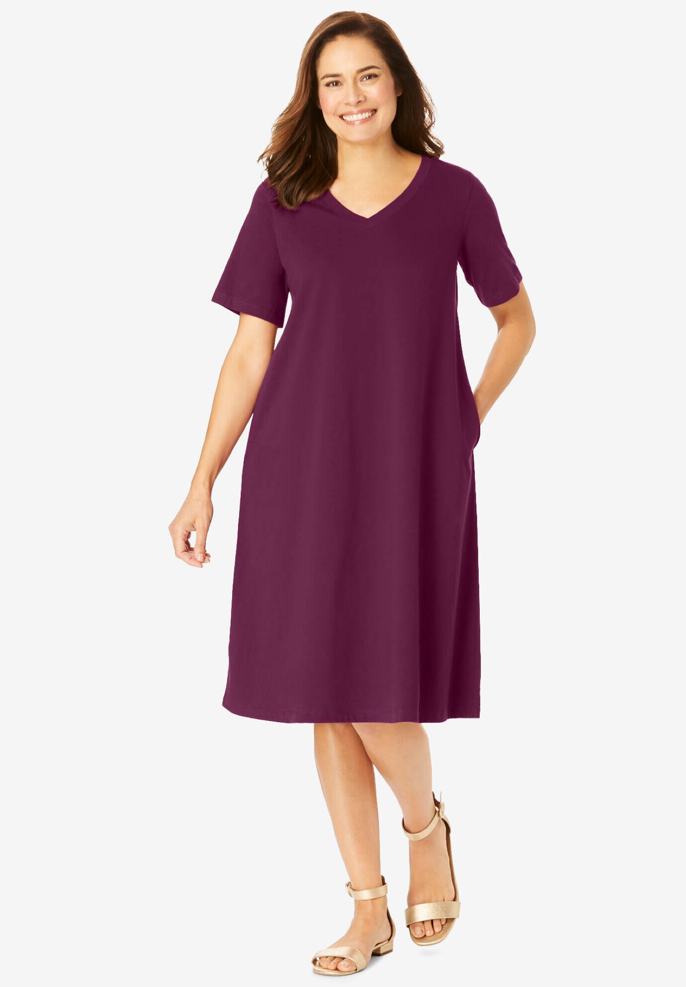 Perfect Short-Sleeve V-Neck Tee Dress