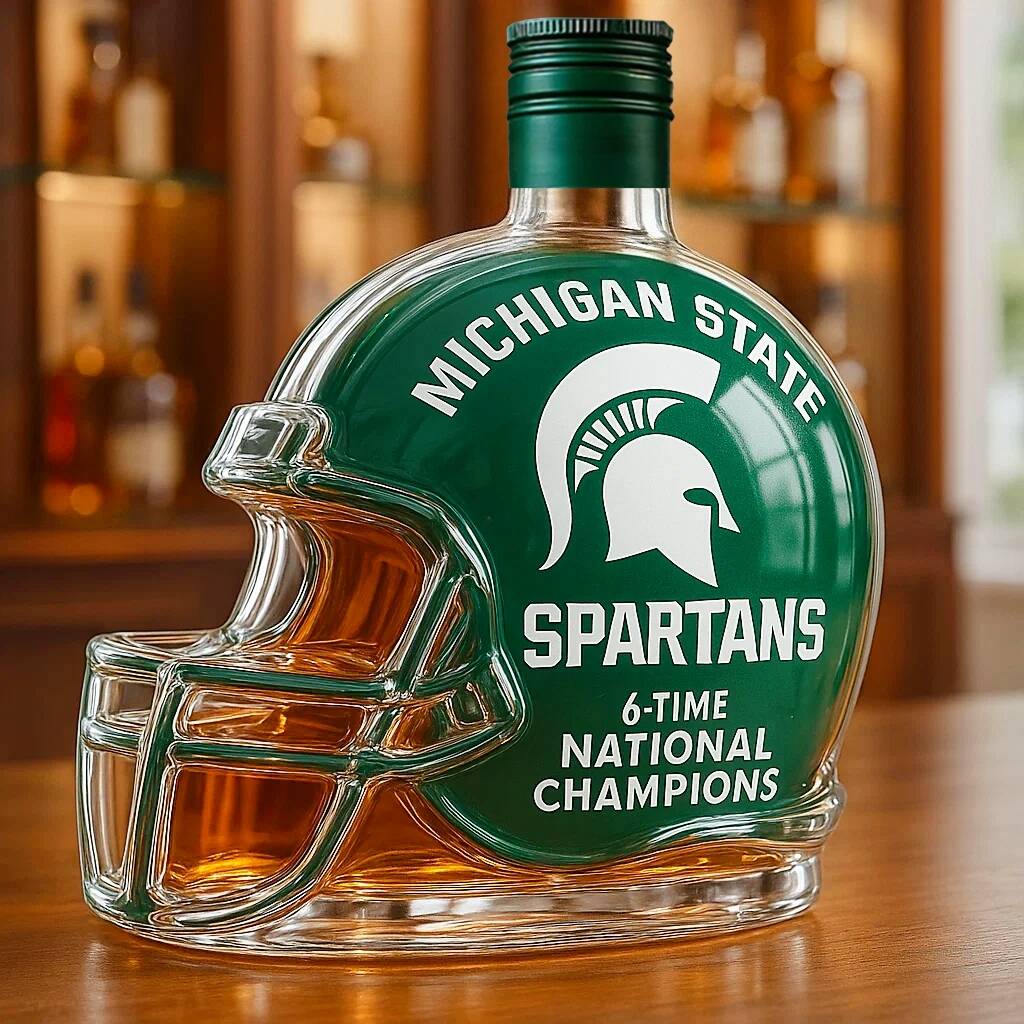 Michigan State Spartans 6-Time National Champion Whiskey Bottle