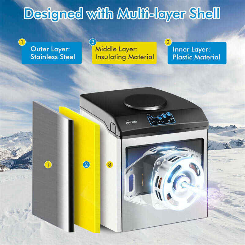48LBS/24H 2-in-1 Stainless Steel Countertop Ice Maker Built-in Water Dispenser with Chilled Water Spout 5LBS Ice Storage Basket