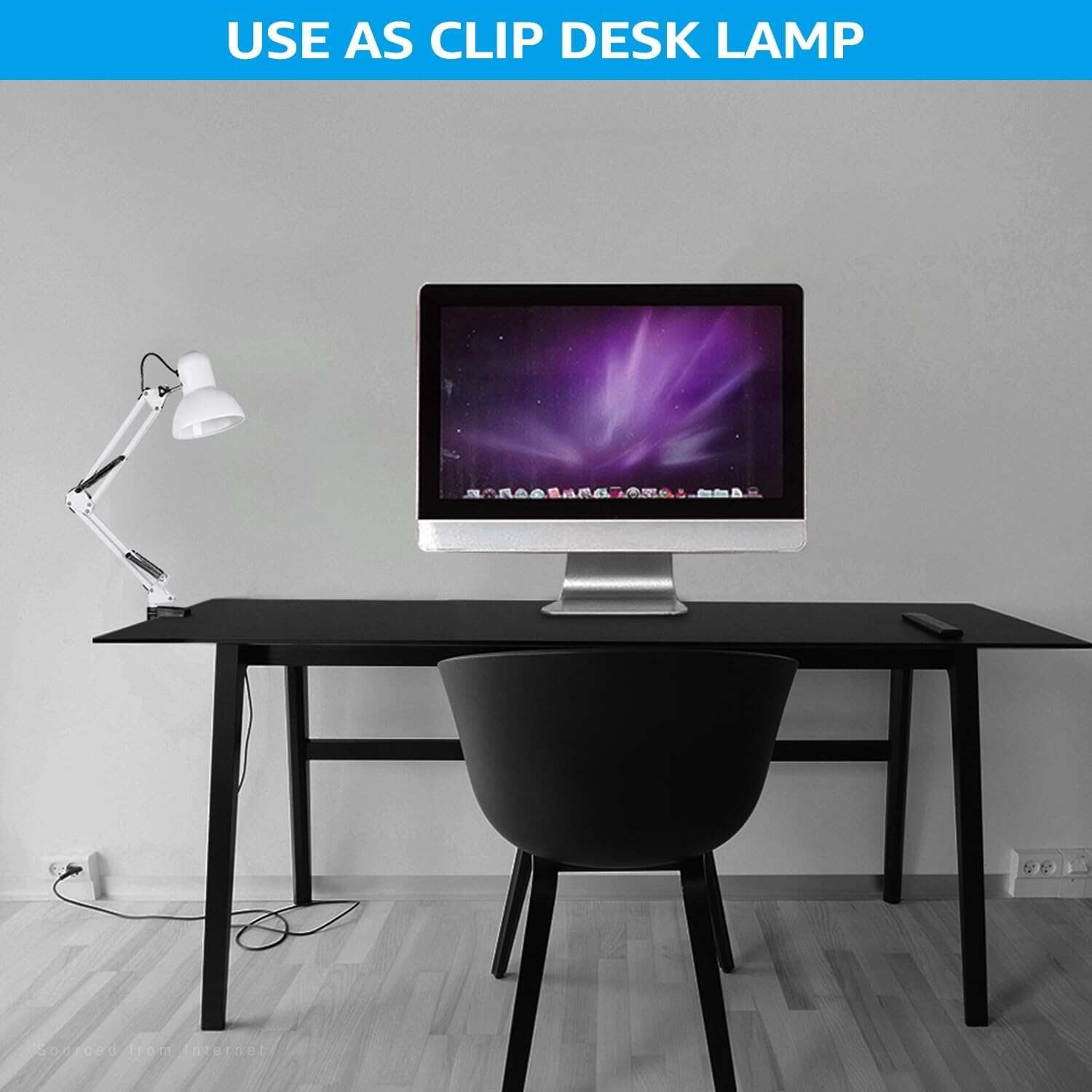 TORCHSTAR Metal Desk Lamp with Clamp, Swing Arm , Architect Adjustable Gooseneck Table Lamp, Clip Desk Lights for Home Office, Work, Study, Reading, E26 Base, Multi-Joint, Black