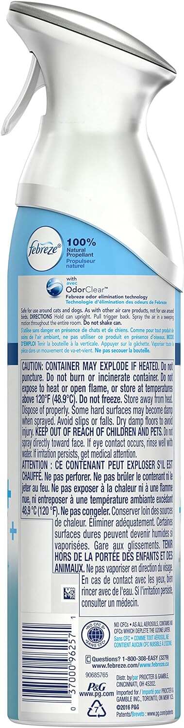 Febreze Air Freshener Heavy Duty Spray, Odor Fighter, Crisp Clean, 8.8 oz (Pack of 6)