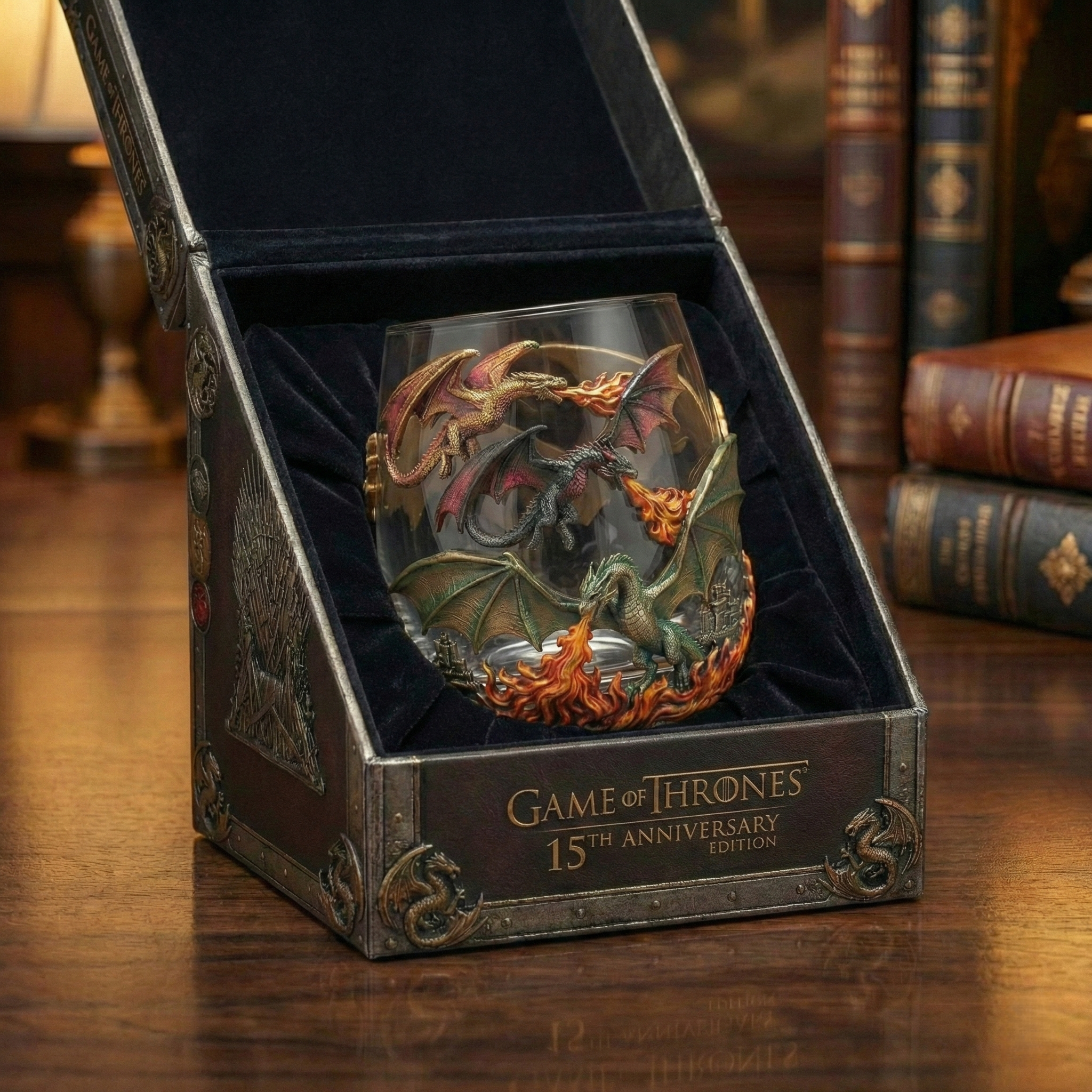 Game of Thrones 15th Anniversary: Three Dragons Dance of Flames Whiskey Glass