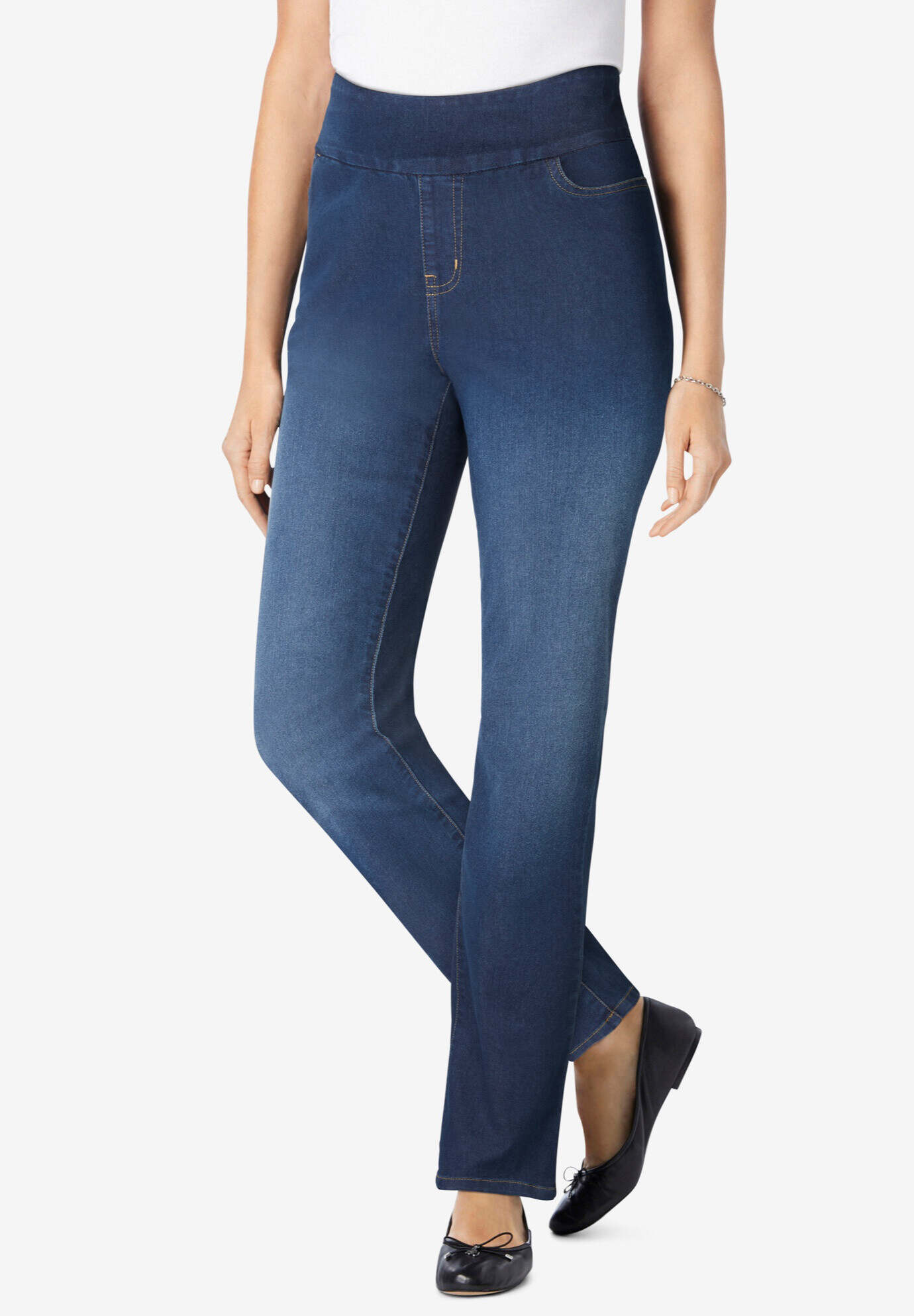 Flex-Fit Pull-On Straight-Leg Jean