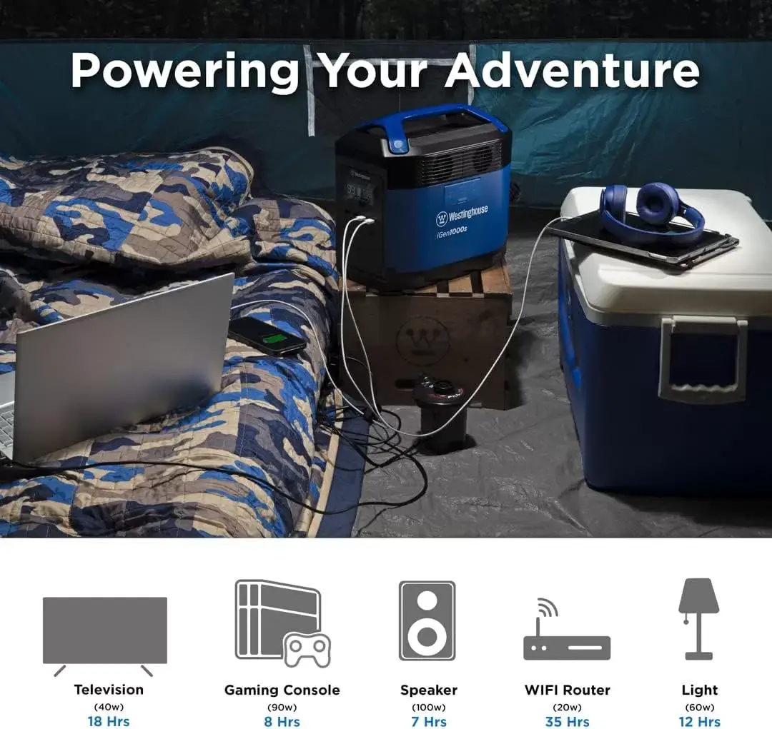 Westinghouse 155Wh 150 Peak Watt Portable Power Station and Solar Generator, Pure Sine Wave AC Outlet, Backup Lithium Battery for Camping, Home, Travel, Indoor/Outdoor Use (Solar Panel Not Included)
