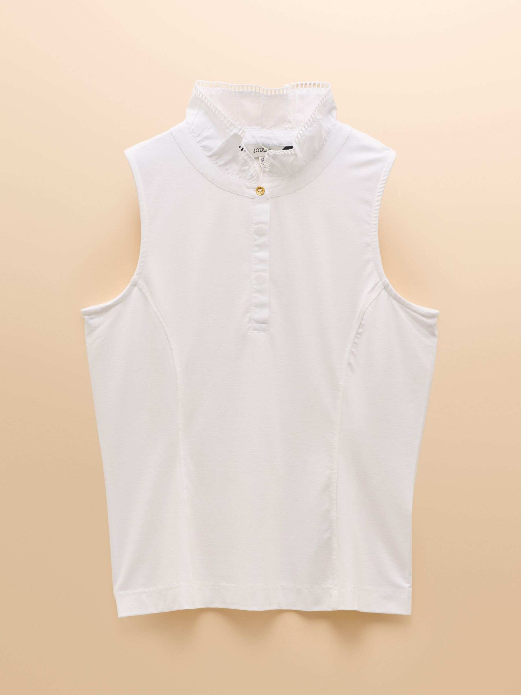 Kate Navy Sleeveless Frill Neck Top