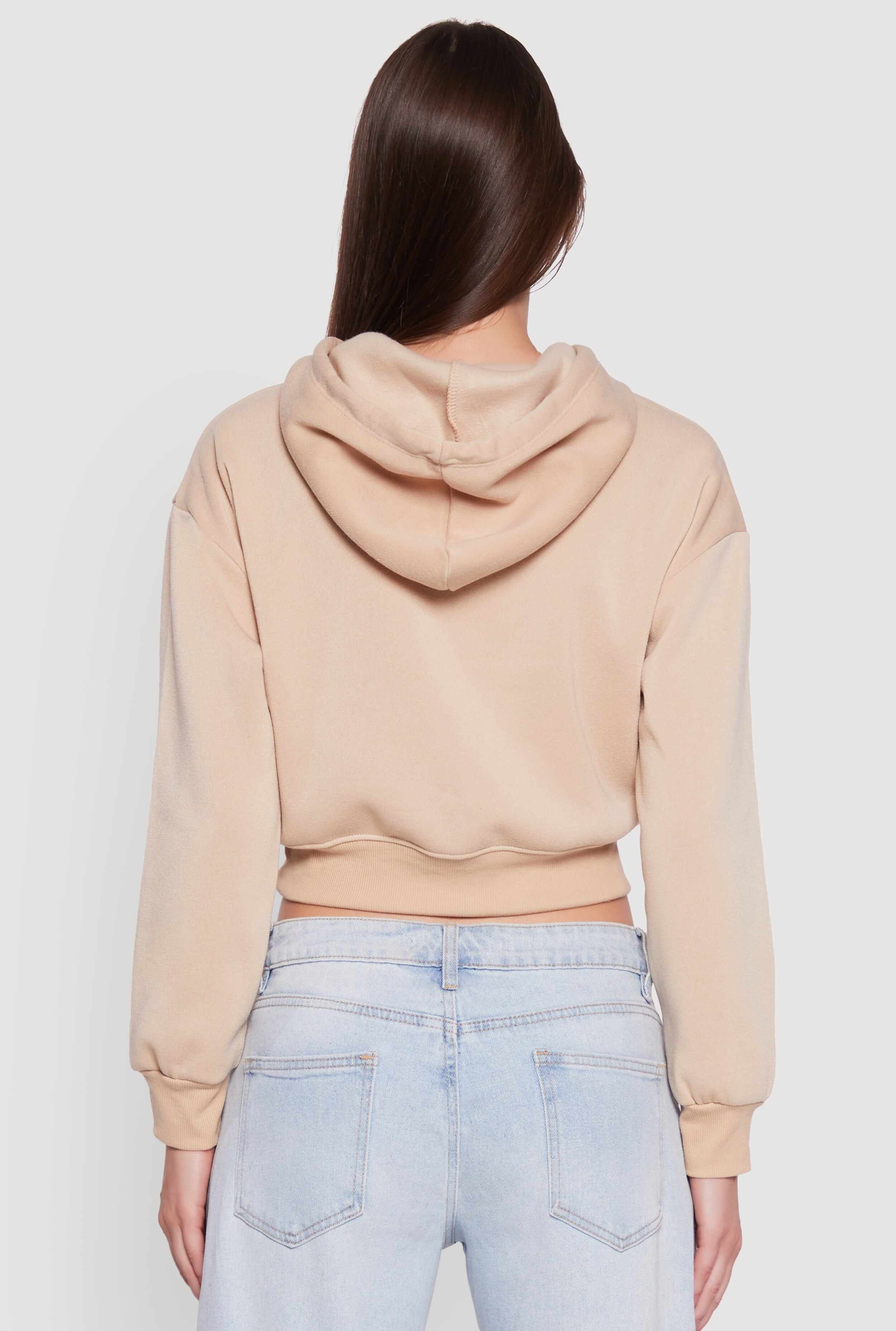 Cropped Kangaroo Pocket Pullover Hoodie