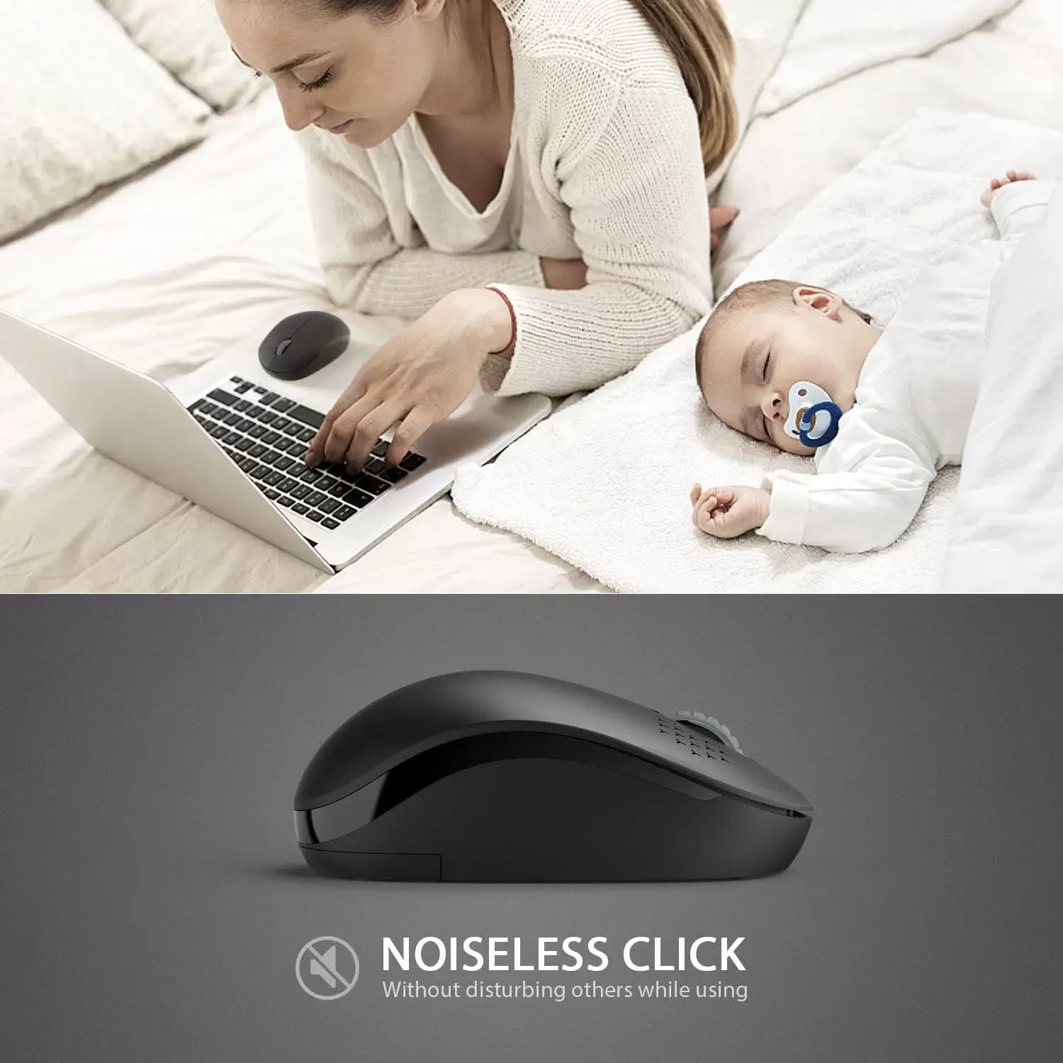 seenda Wireless Mouse, 2.4G Noiseless Mouse with USB Receiver - Portable Computer Mice for PC, Tablet, Laptop with Windows System - Mint Green