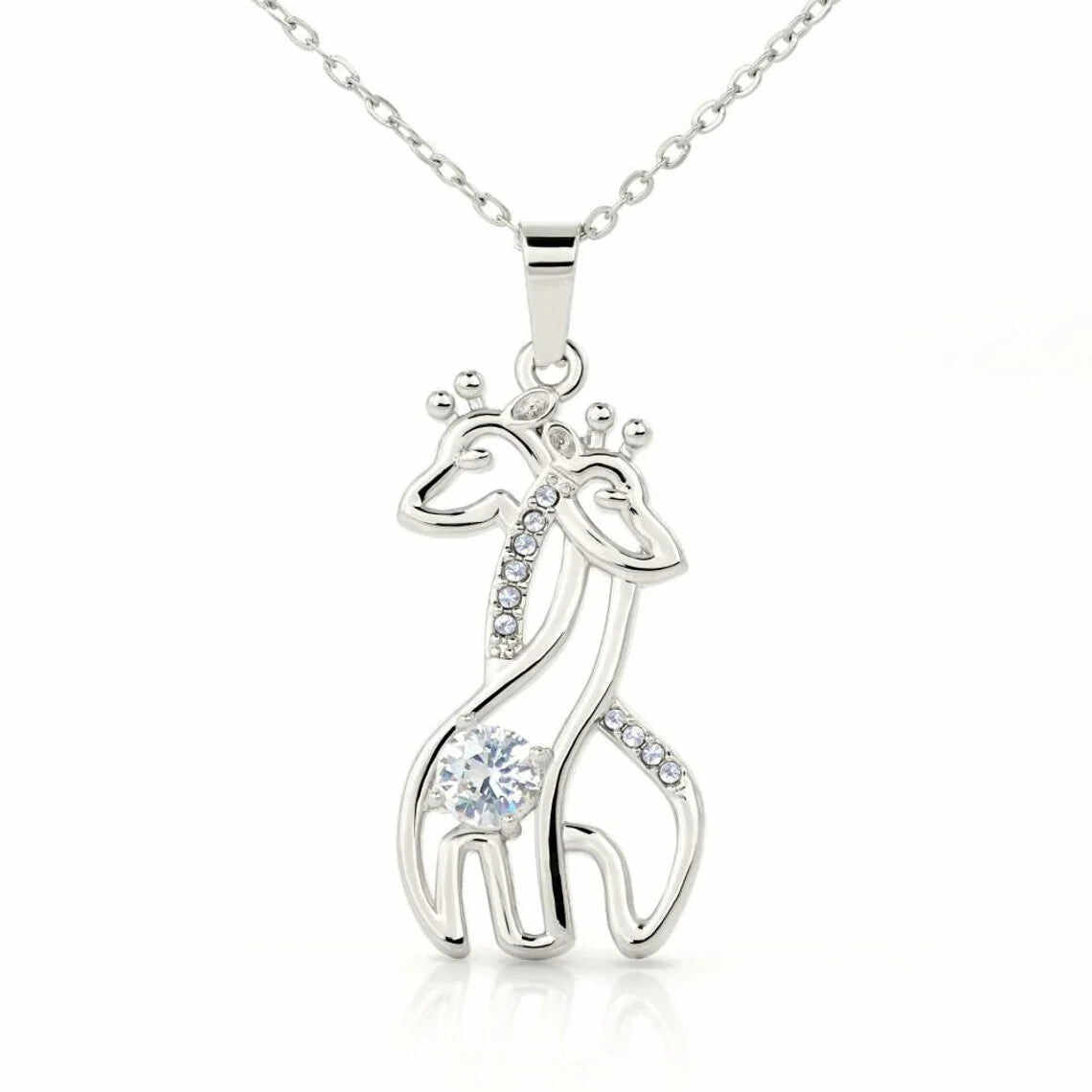 To My Sister -We will Always be Connected by Heart Giraffe Necklace