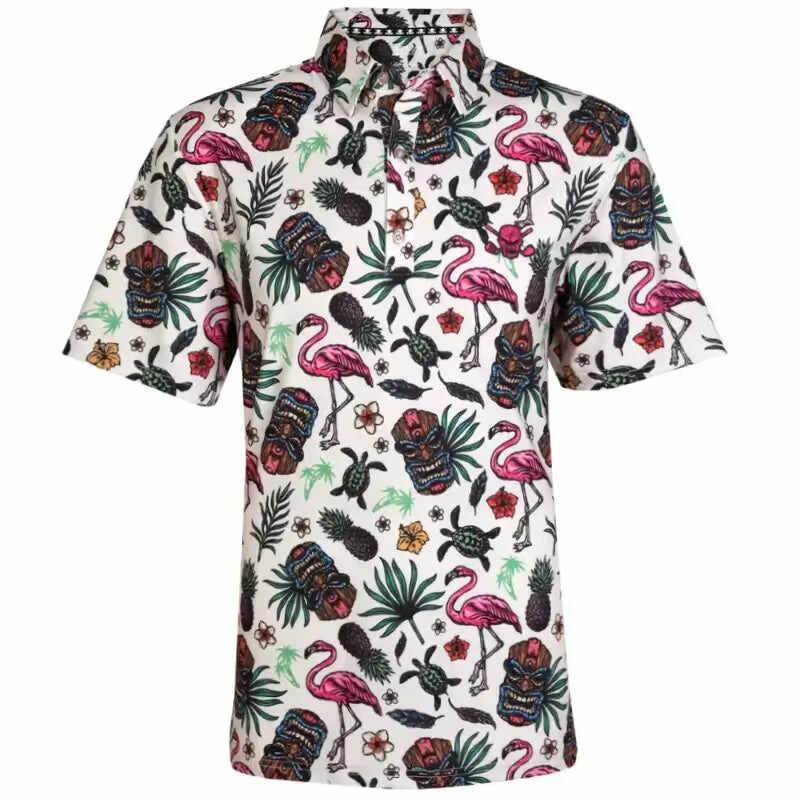 Aloha Cool-Stretch Men's Hawaiian Golf Shirt (Tiki)