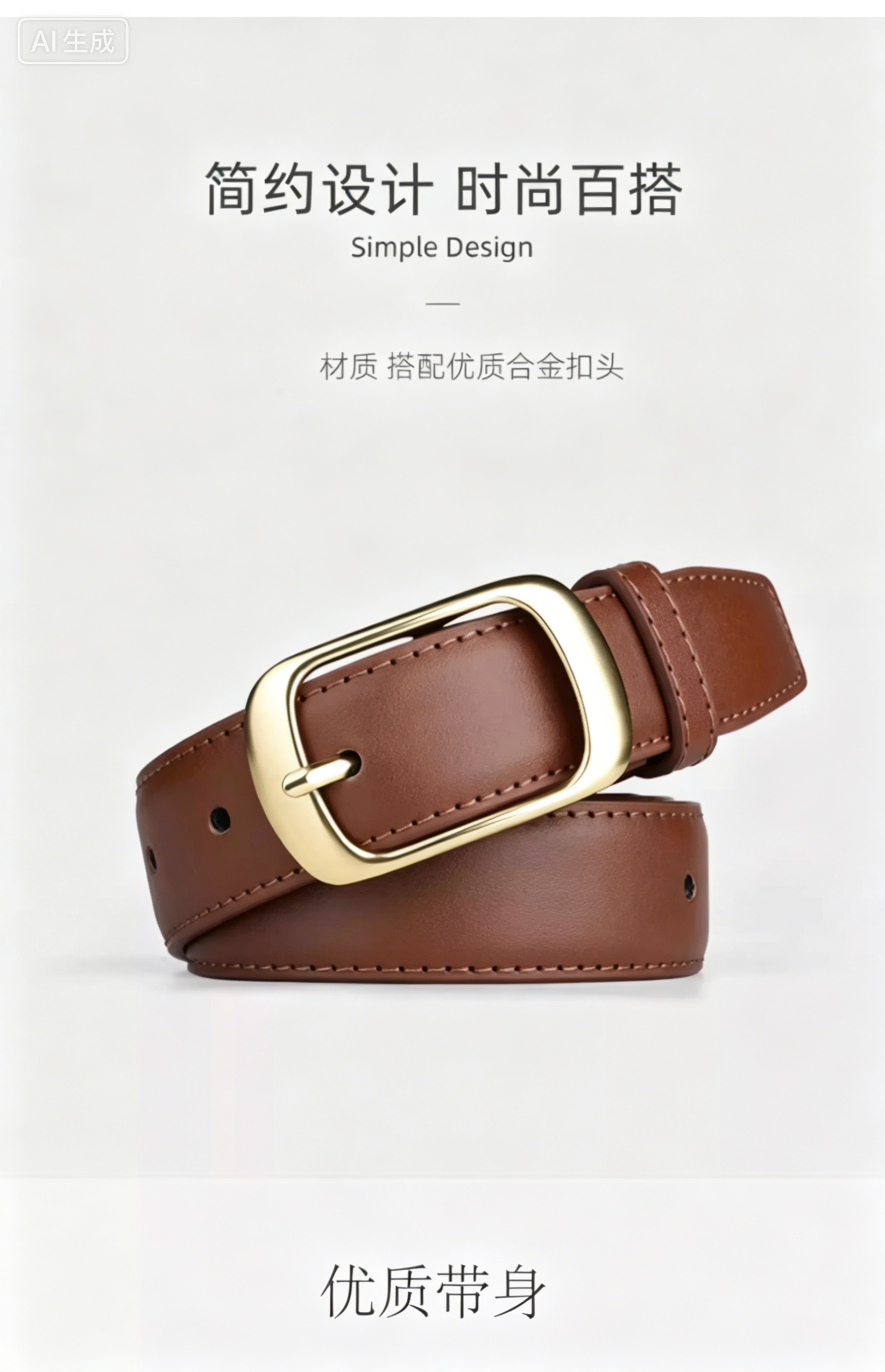 Fashionable belt with cowhide leather