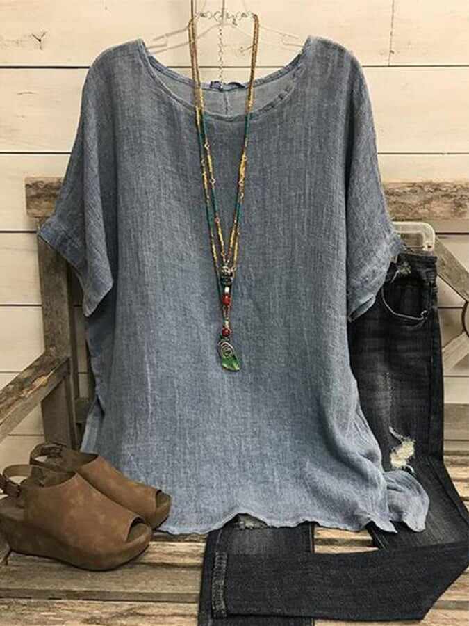 Women's Casual Loose Round Neck Short Sleeve T-Shirt