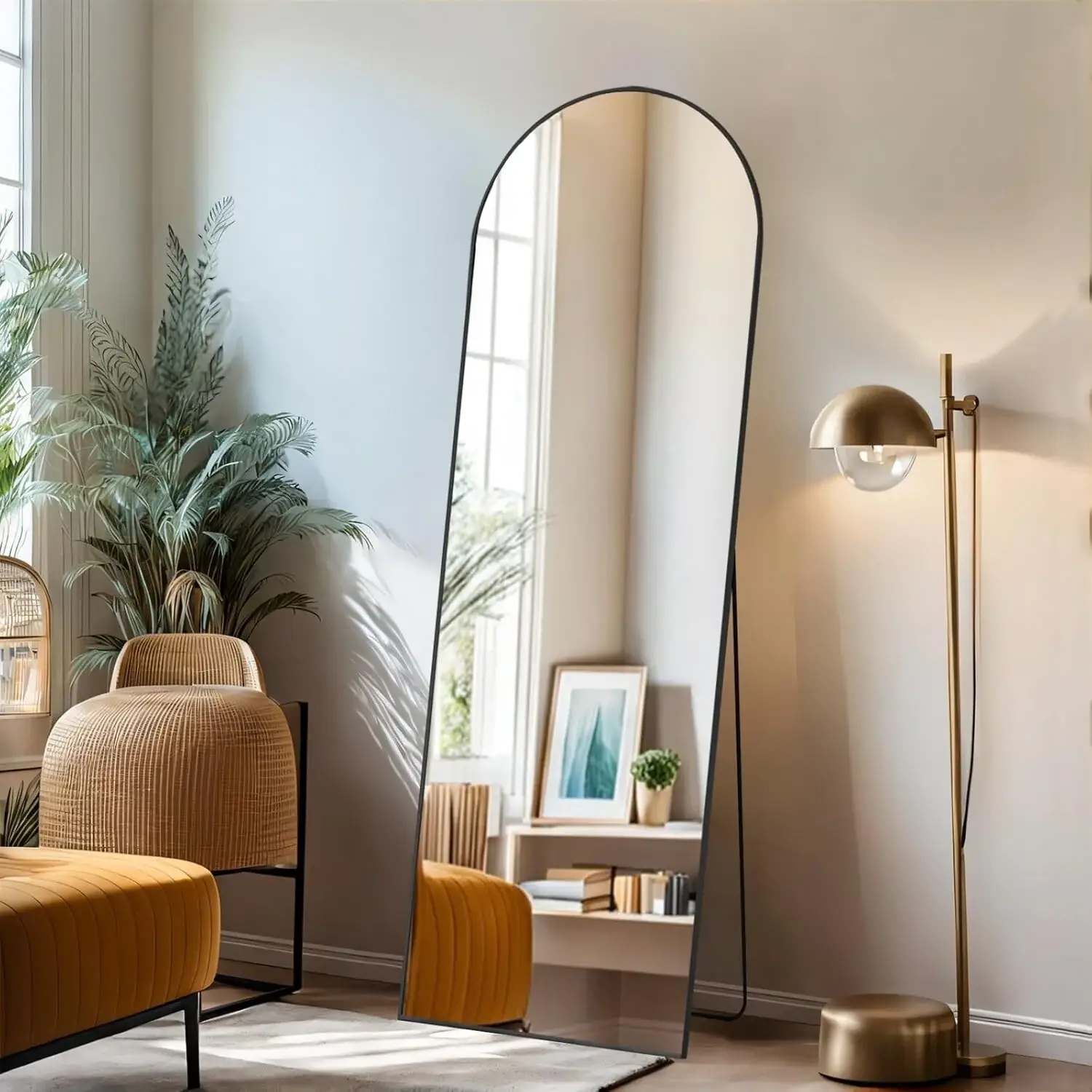 Full Length Mirror with Stand, Floor Mirror with Aluminum Alloy Frame for Bedroom, Standing Full Body Mirror for Wall, Cloakroom