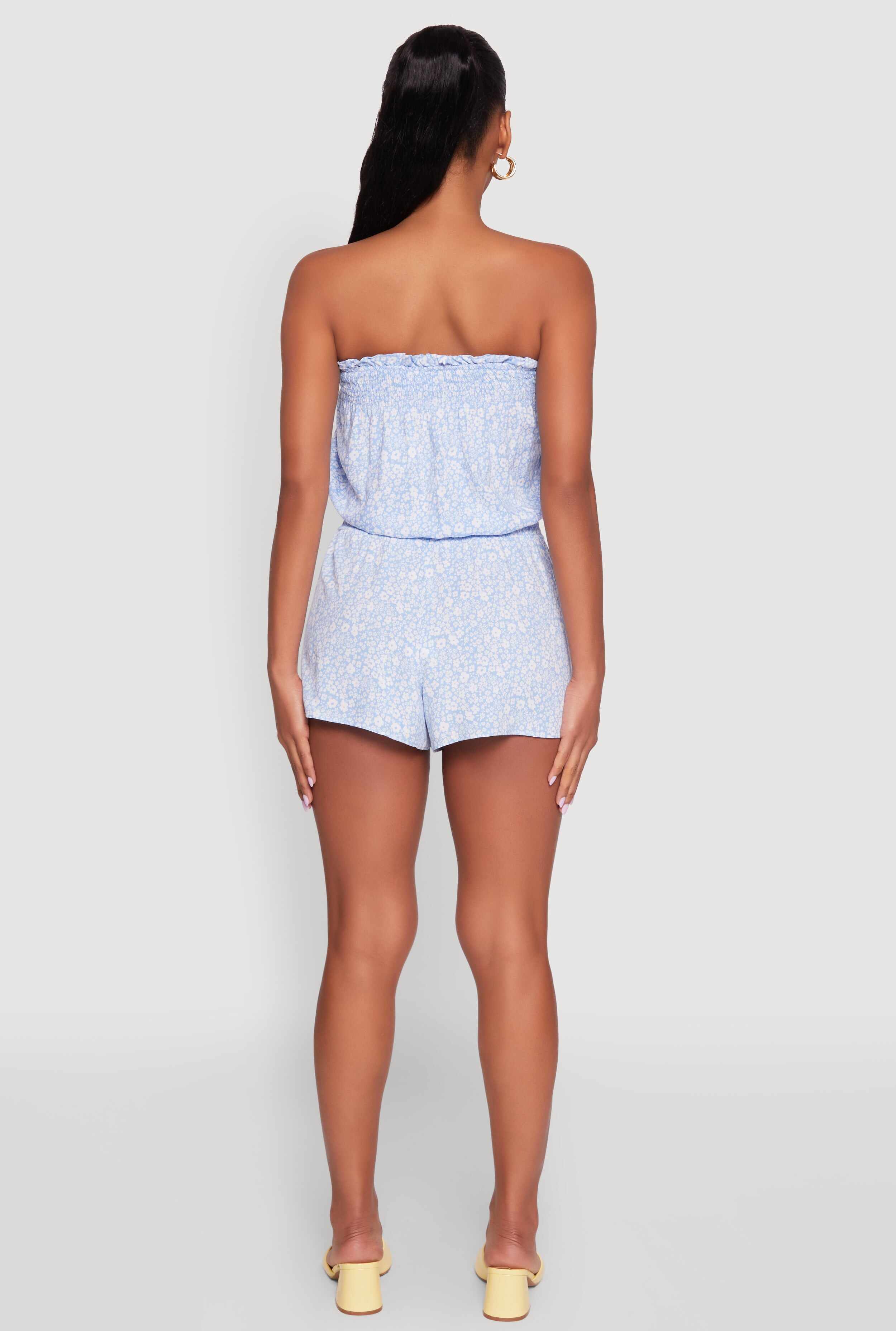 Chic Ditsy Floral Ruffle Tube Romper