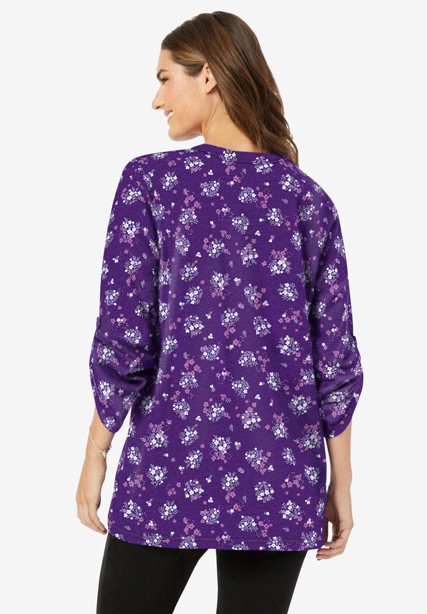 7-Day Box-Stitched Split Neck Tunic
