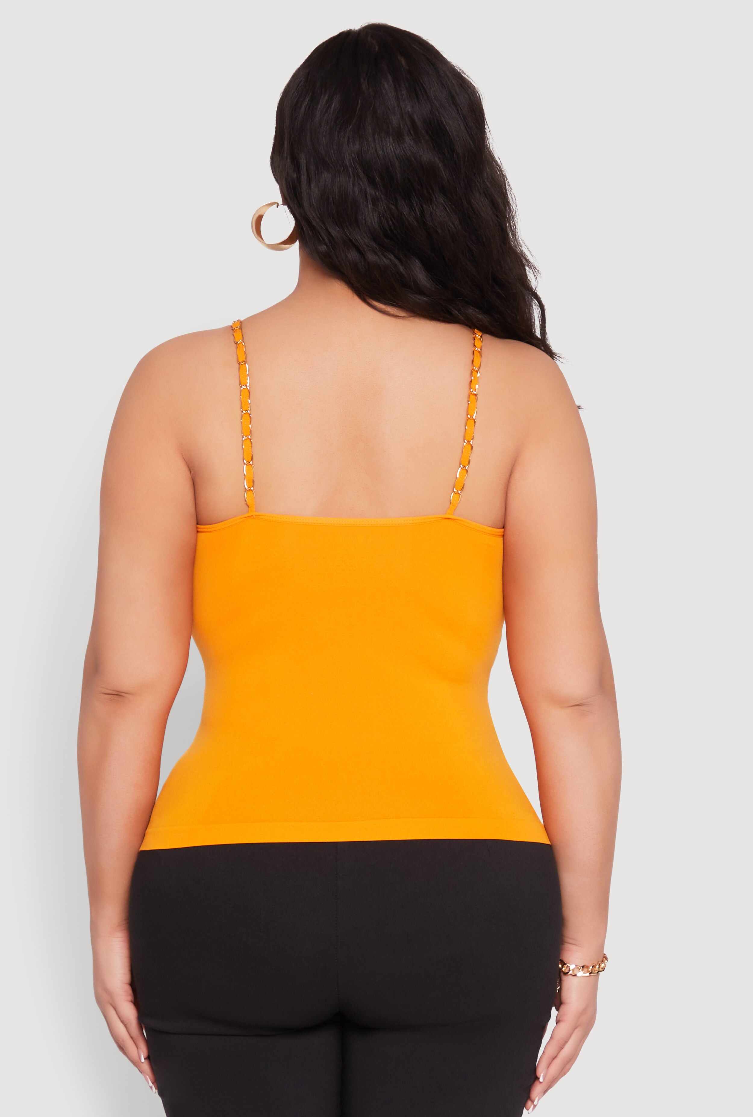 Plus Size Seamless Metallic Chain Strap Cami