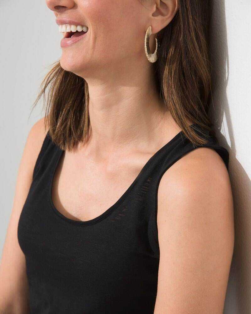 Cotton Slub Scoop Neck Tank Black