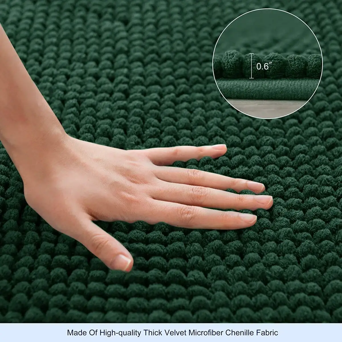 Subrtex Luxury Chenille Bath Rugs Soft Bathroom Mats