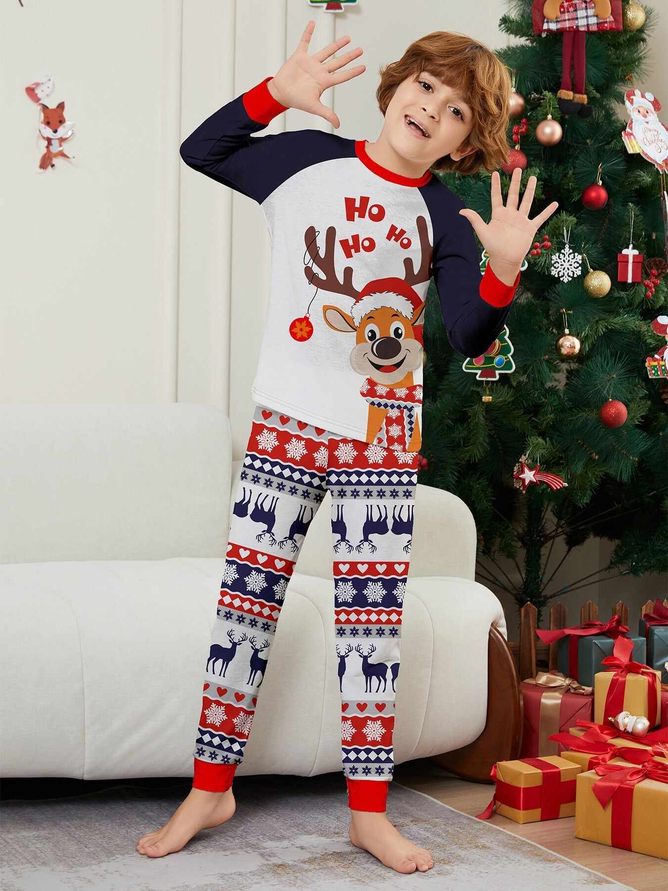 Family Christmas Pajama Matching Set with Moose Monogramming