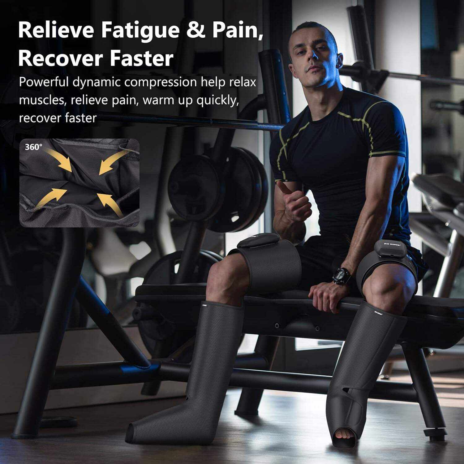 FIT KING Cordless Full Leg Massager Compression Boots, Rechargeable Foot and Calf Massager for Travel, Blood Circulation & Fast Recovery, Pain Relief | No External Long Air Hoses,Gift Idea