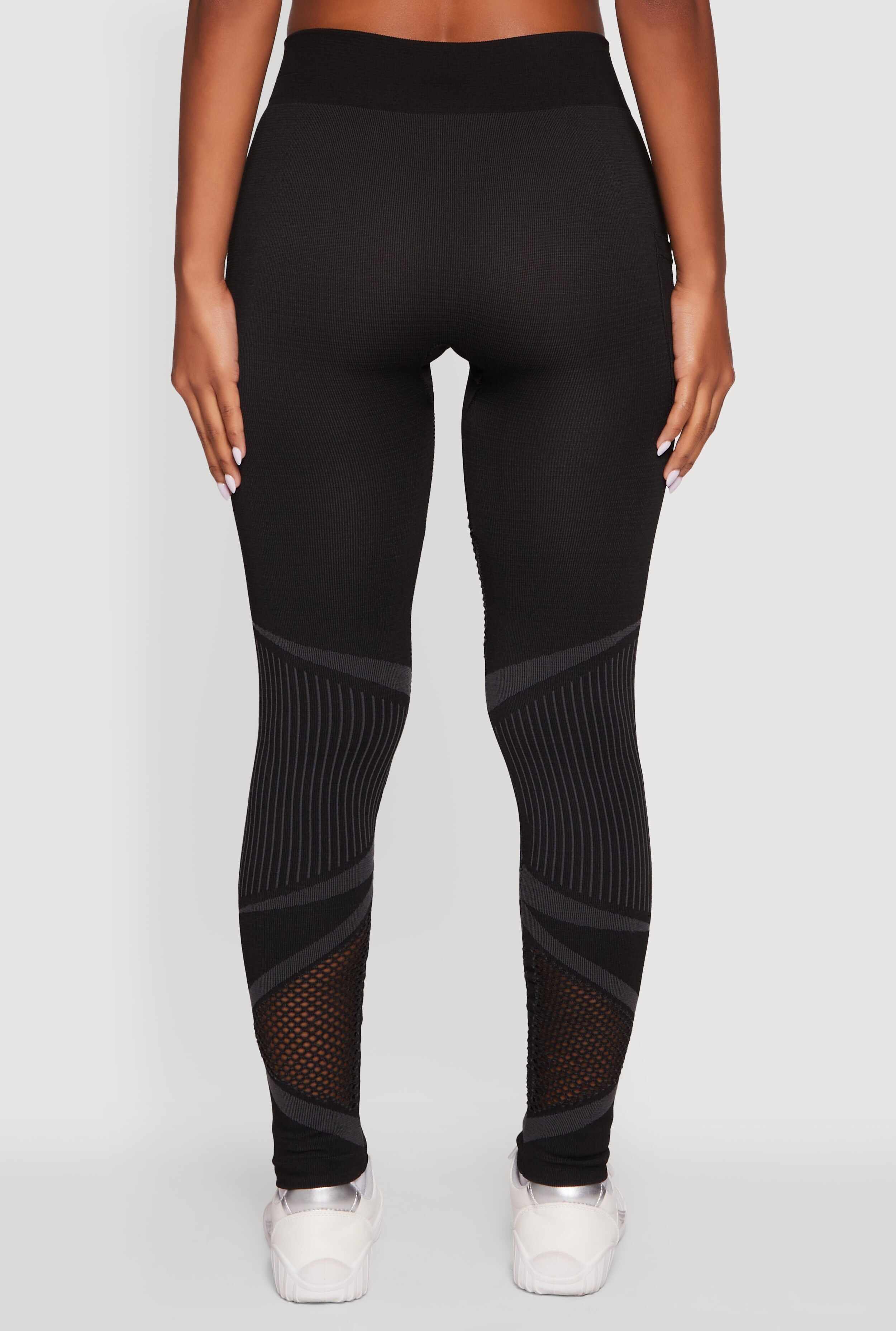 High Waisted Fishnet Detail Cell Phone Pocket Leggings