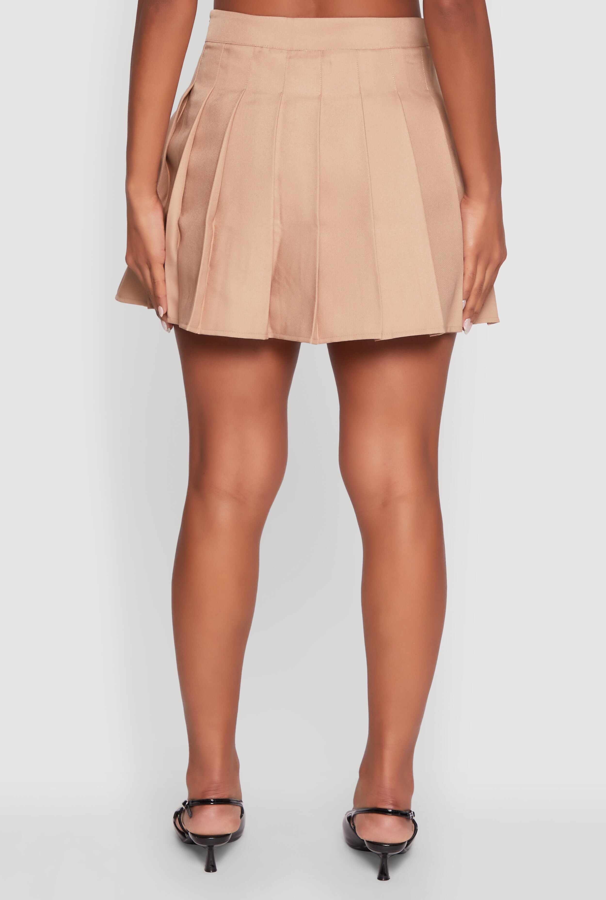 Trendy High Waisted Pleated Skirt