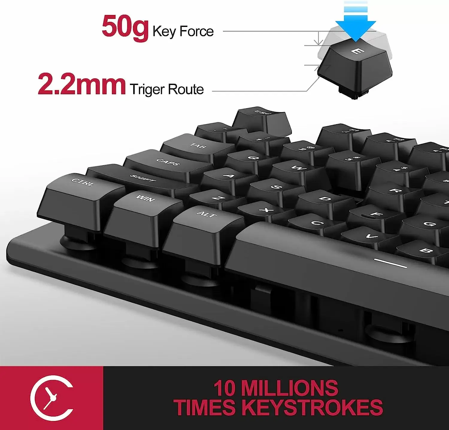 NPET K10 Wired Gaming Keyboard, LED Backlit, Spill-Resistant Design, Multimedia Keys, Quiet Silent USB Membrane Keyboard for Desktop, Computer, PC (Black)