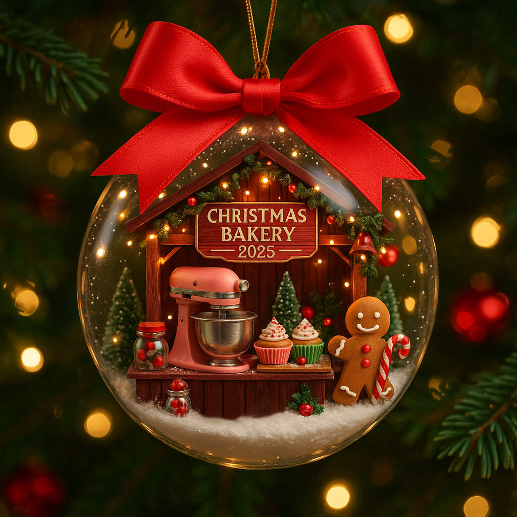 Christmas Bakery 2025 Glass Ornament
