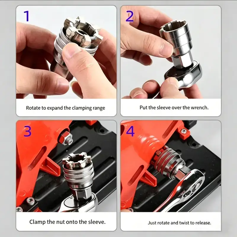 Multi-Function Universal Socket Wrench Tool - Universal Maintenance Tool, Adjustable Universal Socket Wrench, Universal Socket Tool for 3/8