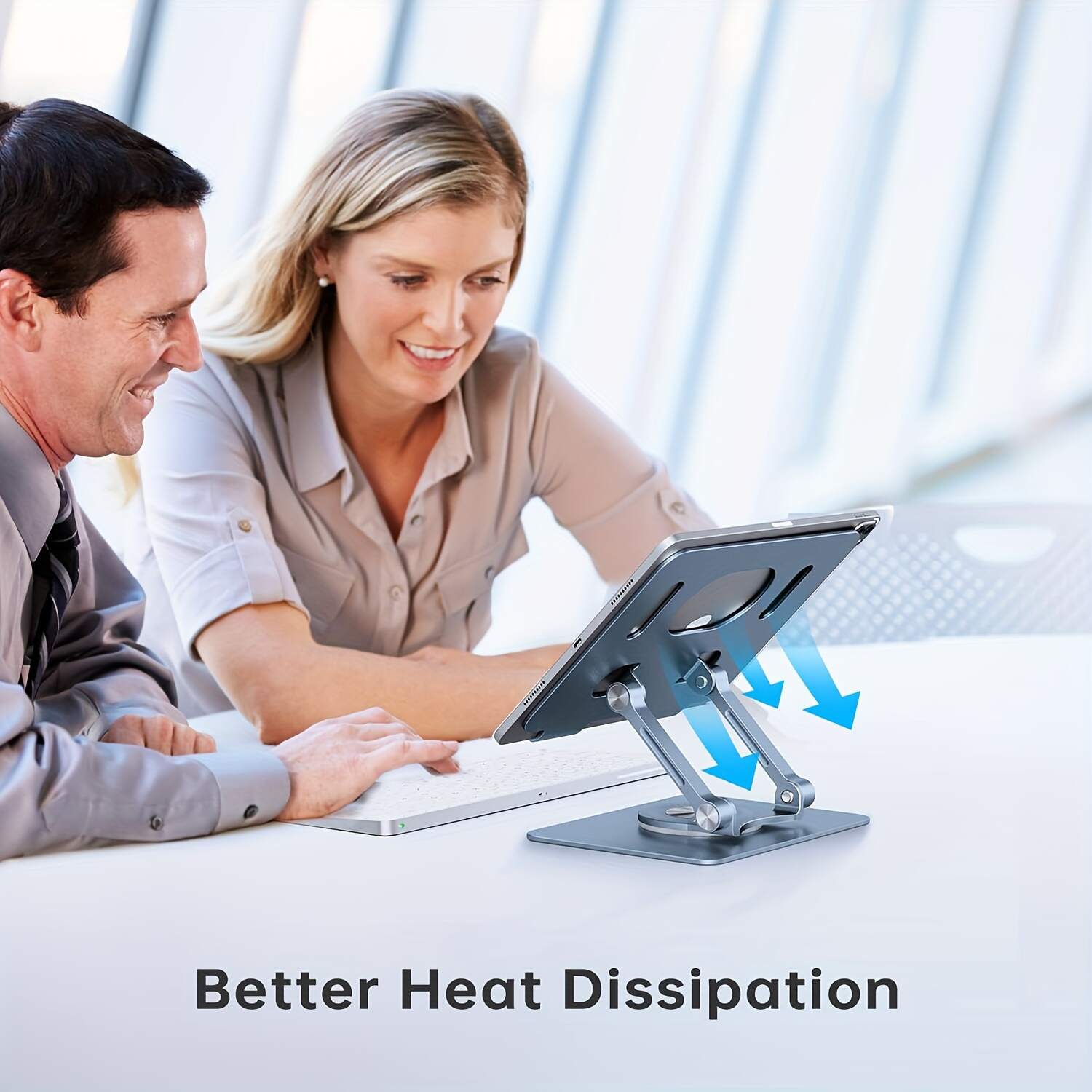 Tablet Stand With 360 Degree Rotating Base, Aluminum Tablet Stand, Convenient Foldable Tablet Stand, For iPad Universal Tablet Stand, Smartphone, Blue