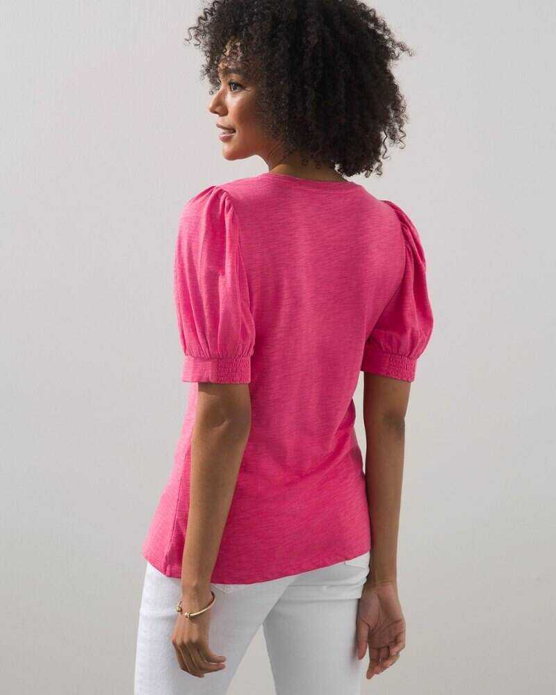 Puff Sleeve Slub Tee Orange Blossom