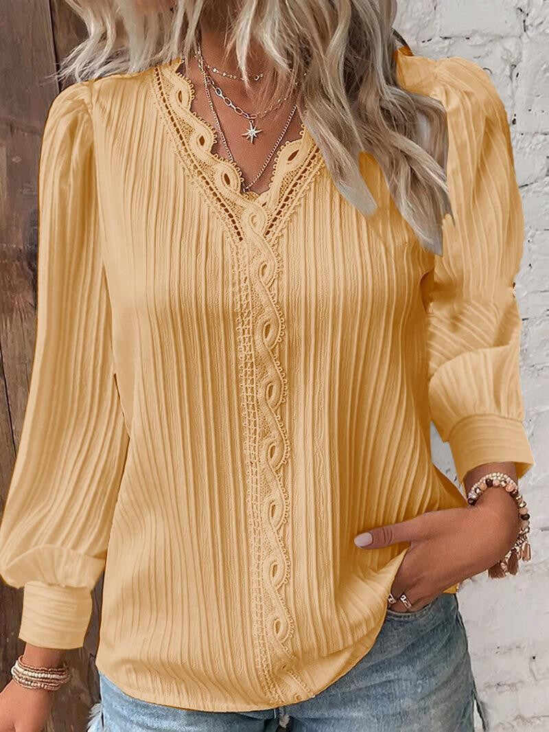 🔥Summer Arrivals🌟Women's V-neck Lace Patchwork Shirt