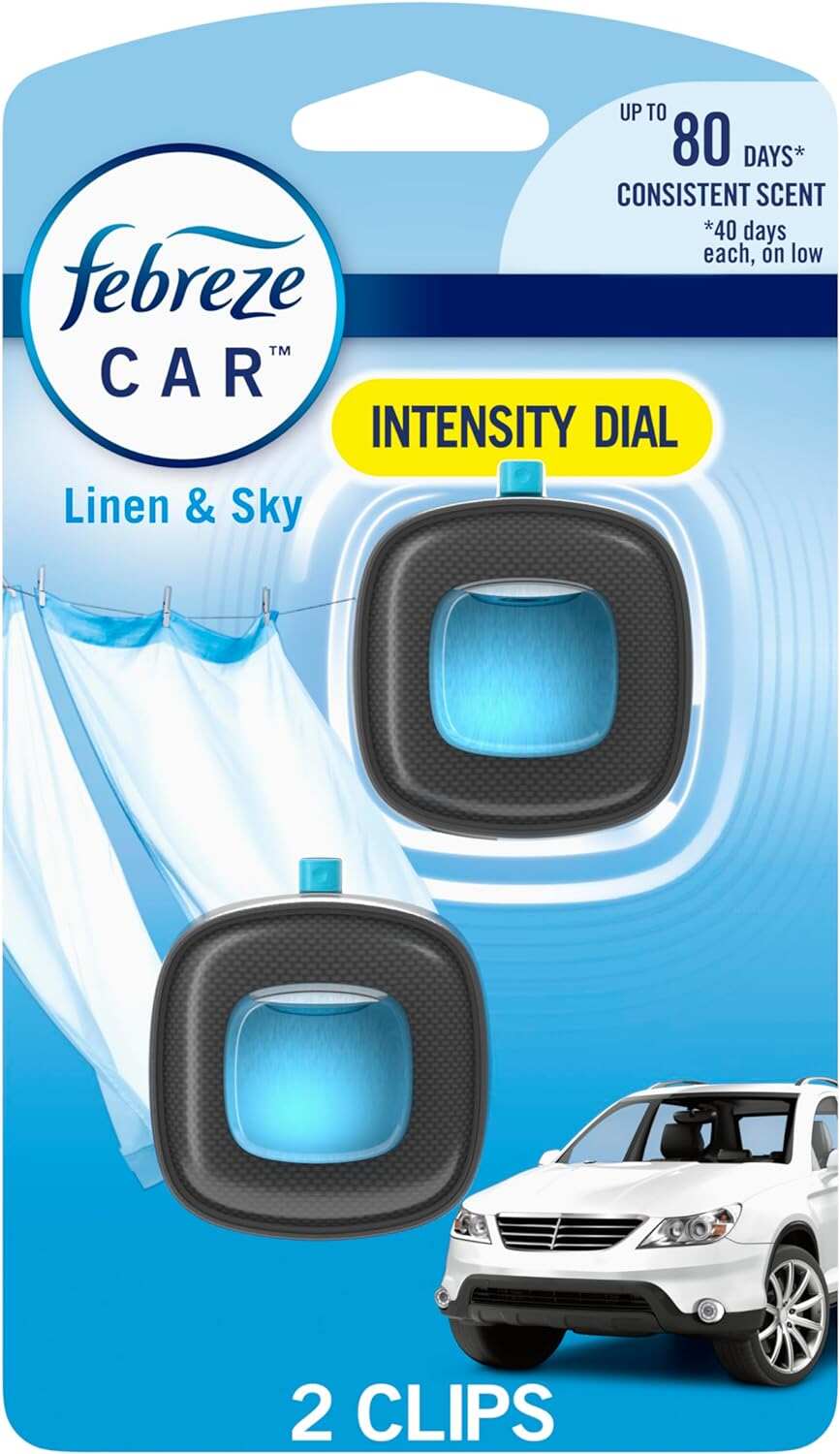 Febreze Car Air Fresheners, New Car Scent, Odor Eliminator for Strong Odors Car Vent Clips (2 Count)