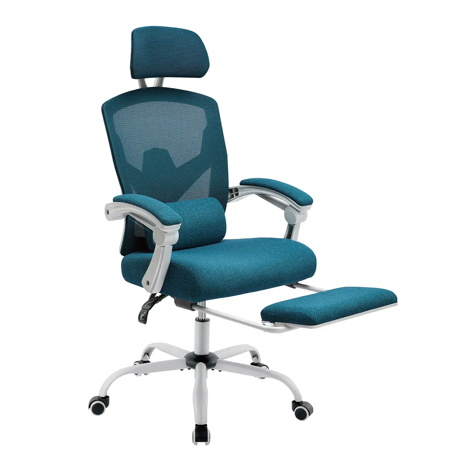 Height Adjustable High Back Ergonomic Office Chair with Lumbar Pillow & Retractable Footrest,  Padded Armrests and Adjustable Headrest
